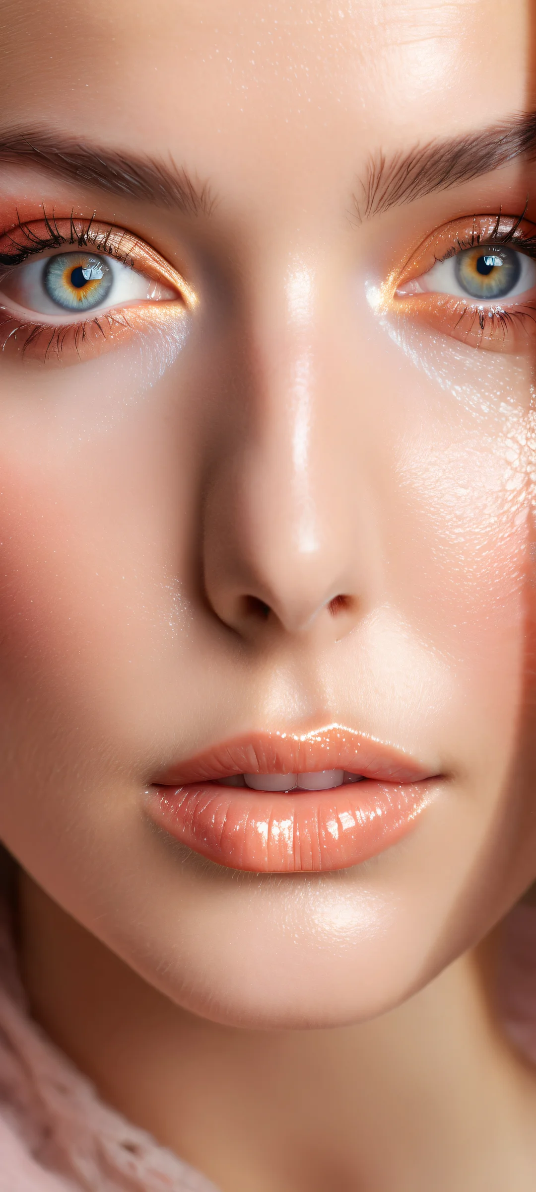 Beautifully crafted face with intricate details on a pure void background, perfectly optimized for iPhone/Android home screens.