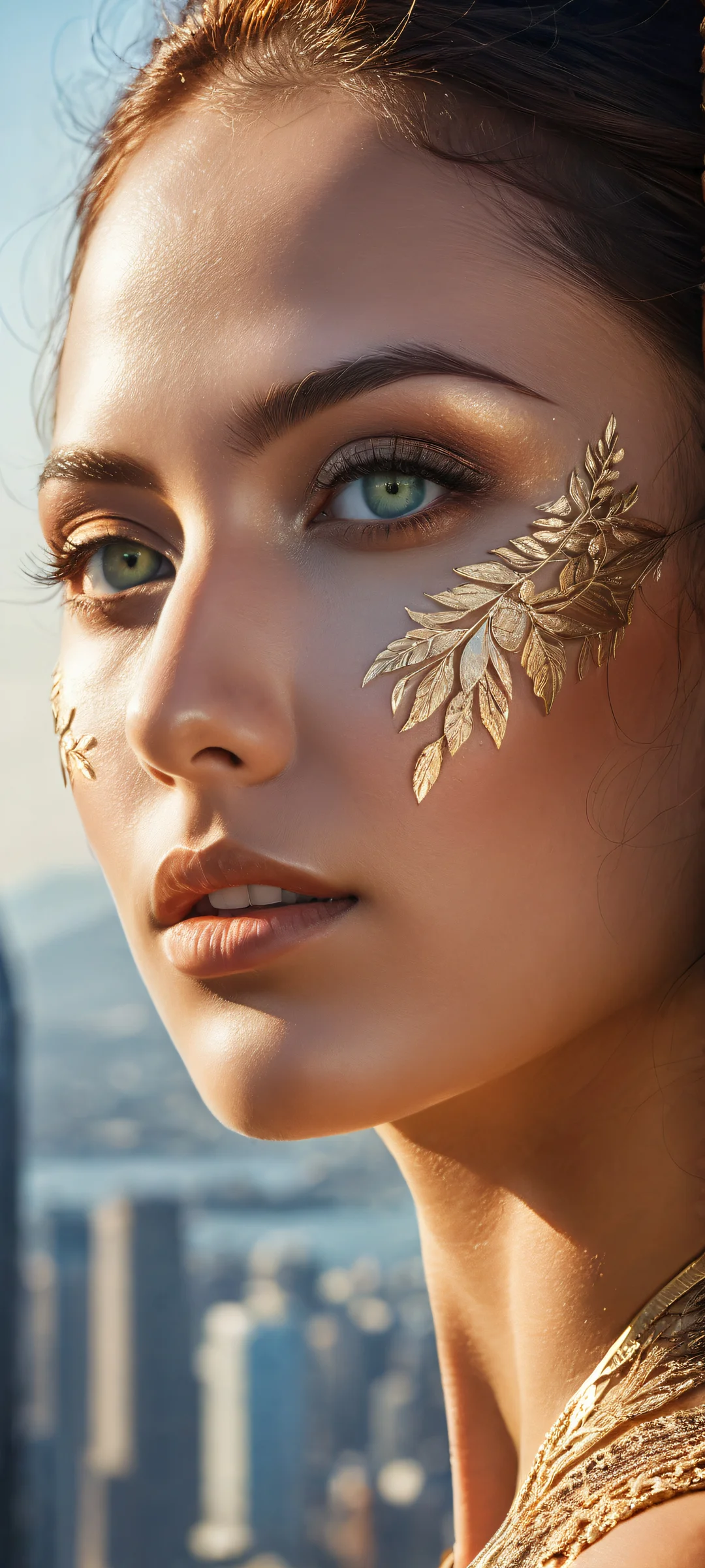 Beautiful portrait artwork with intricate details on skin, eyes, and hair, iPhone/Androidのホーム画面に完全に最適化.