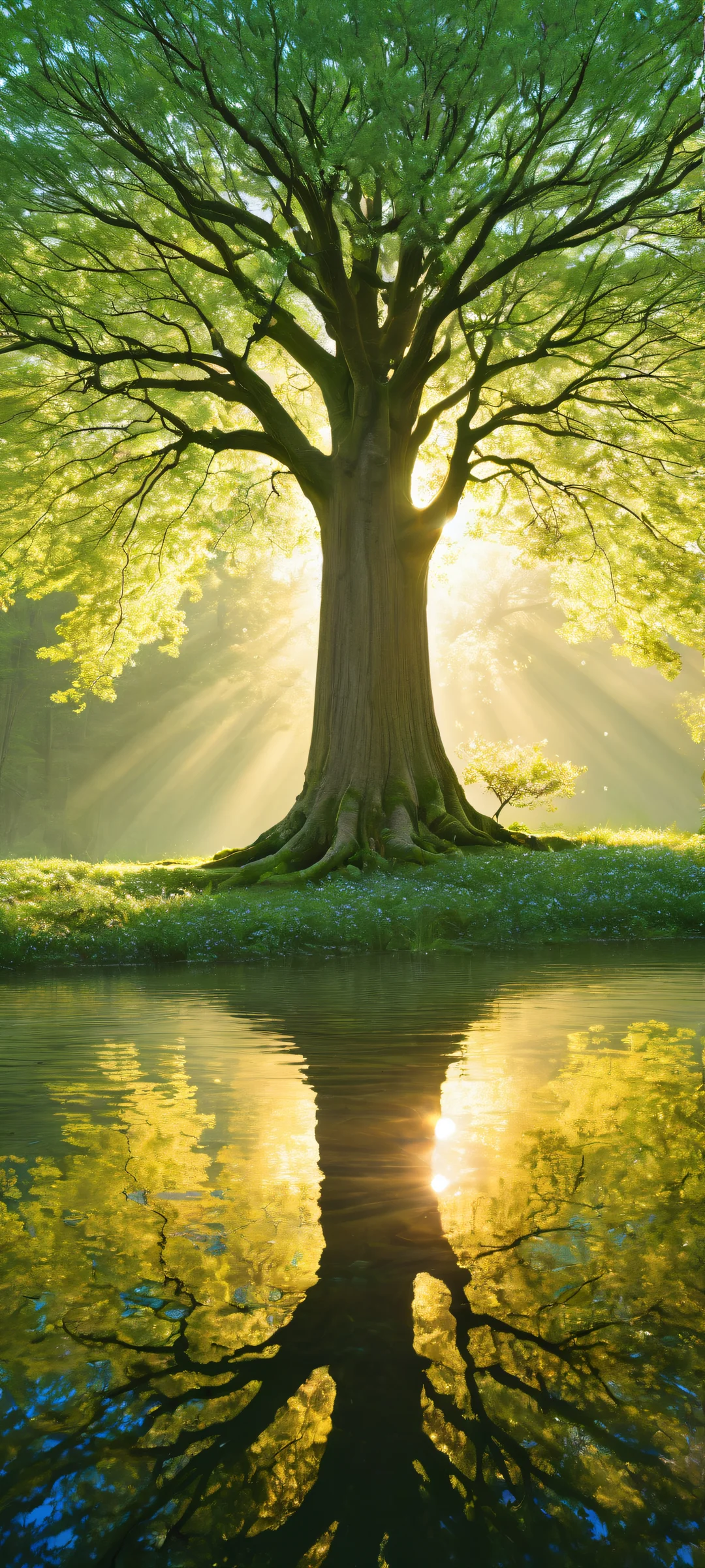 iPhone/Android wallpaper featuring serene forest landscape with trees in the lower-middle and a vast void above, perfectly optimized for home screens.