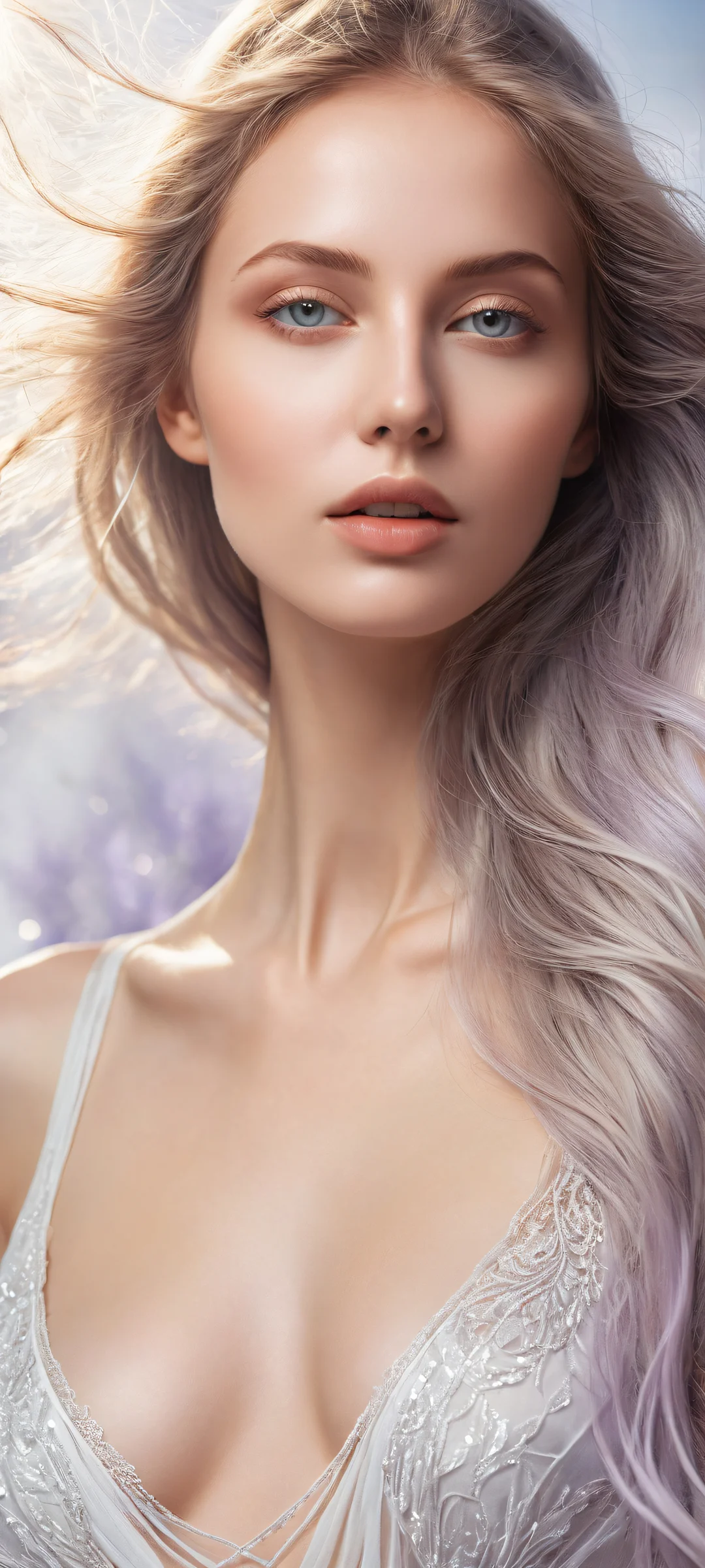 A lone female figure on a pure void background with soft, radiant lighting and intricate micro-details, Perfectamente optimizado para pantallas de inicio de iPhone/Android..