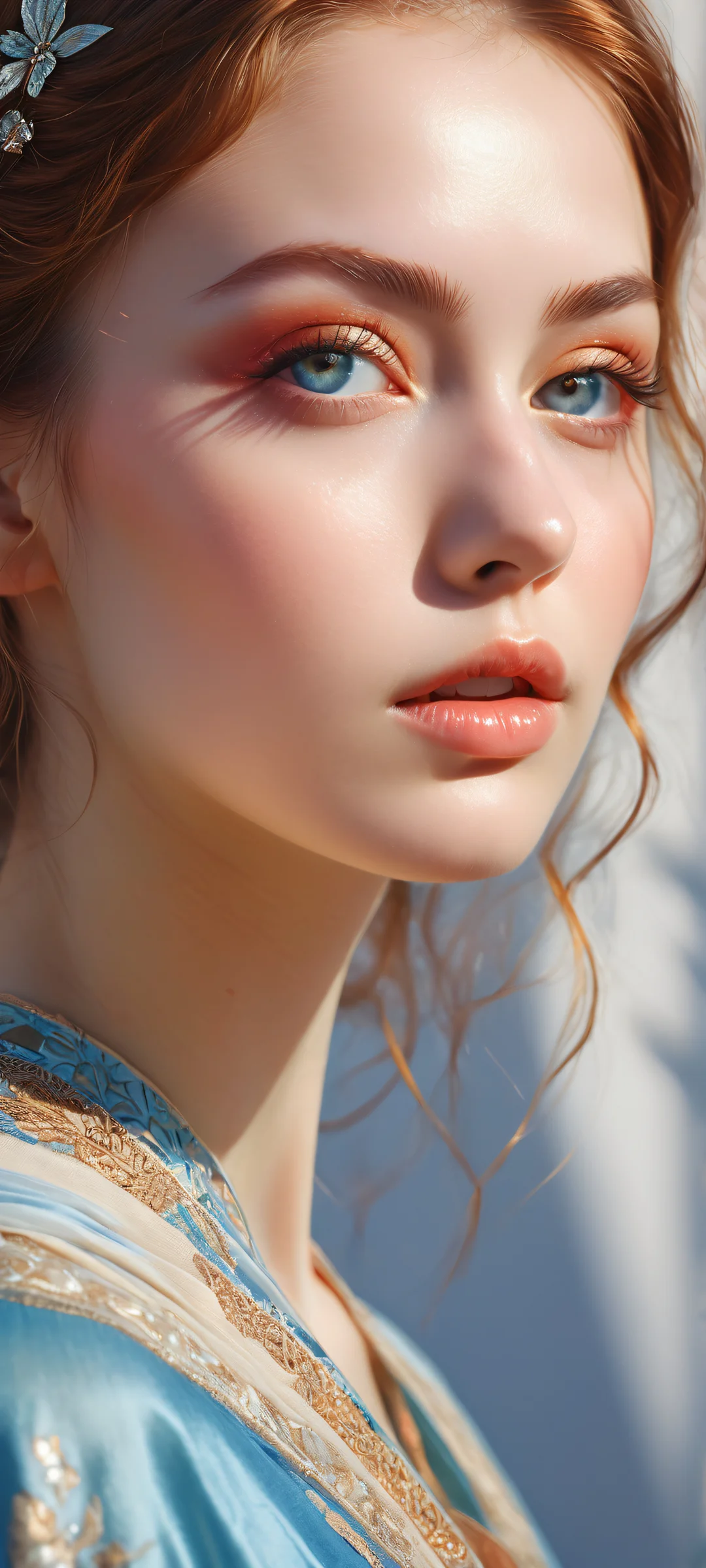 A lone girl portrait with intricate details on iPhone/Android mobile wallpaper