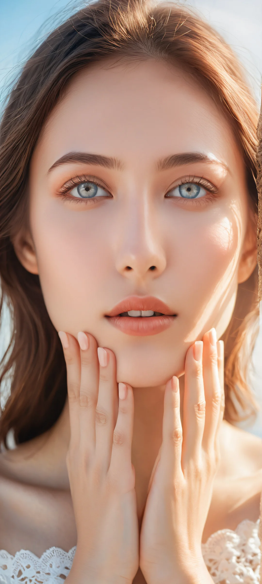 iPhone/Android users will be mesmerized by the stunning portrait of a serene young woman against a vast, pure void. Micro-details and cinematic lighting effects create a breathtaking visual experience.