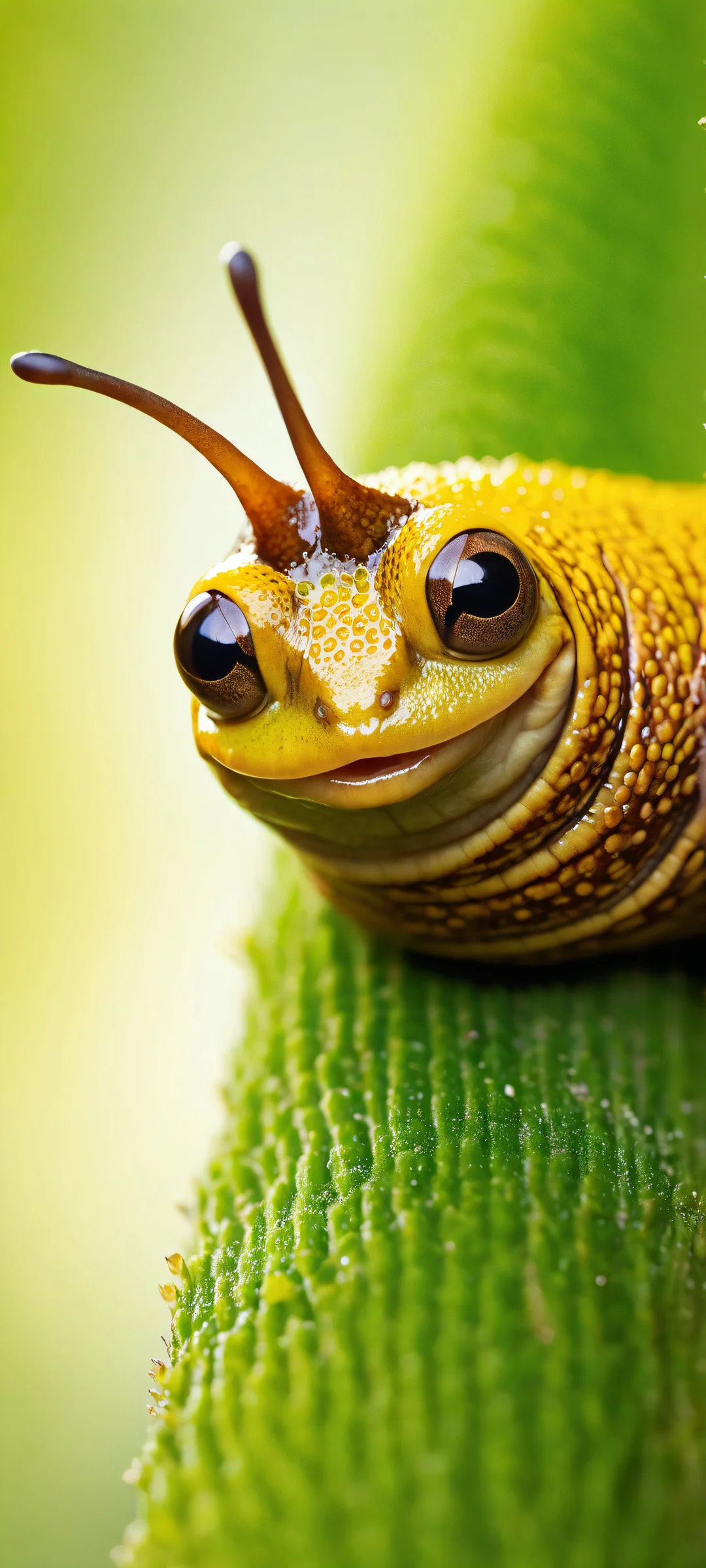 A smiling slug on a pristine background, perfekt optimiert für iPhone- und Android-Startbildschirme.