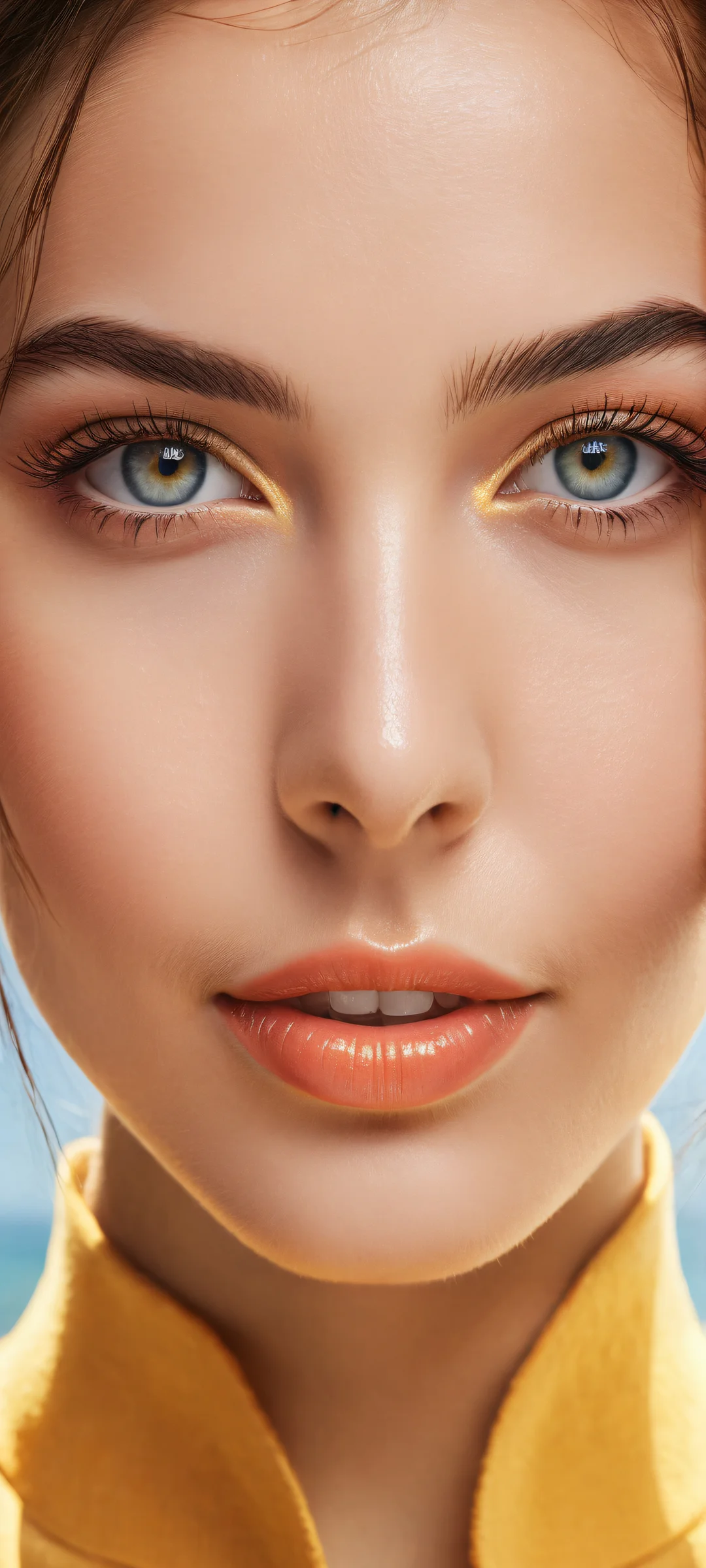 Ethereal Smile 2K QHD Mobile Wallpaper Beautiful portrait of a stunning girl on iPhone/Android with intricate micro-details and radiating warmth.