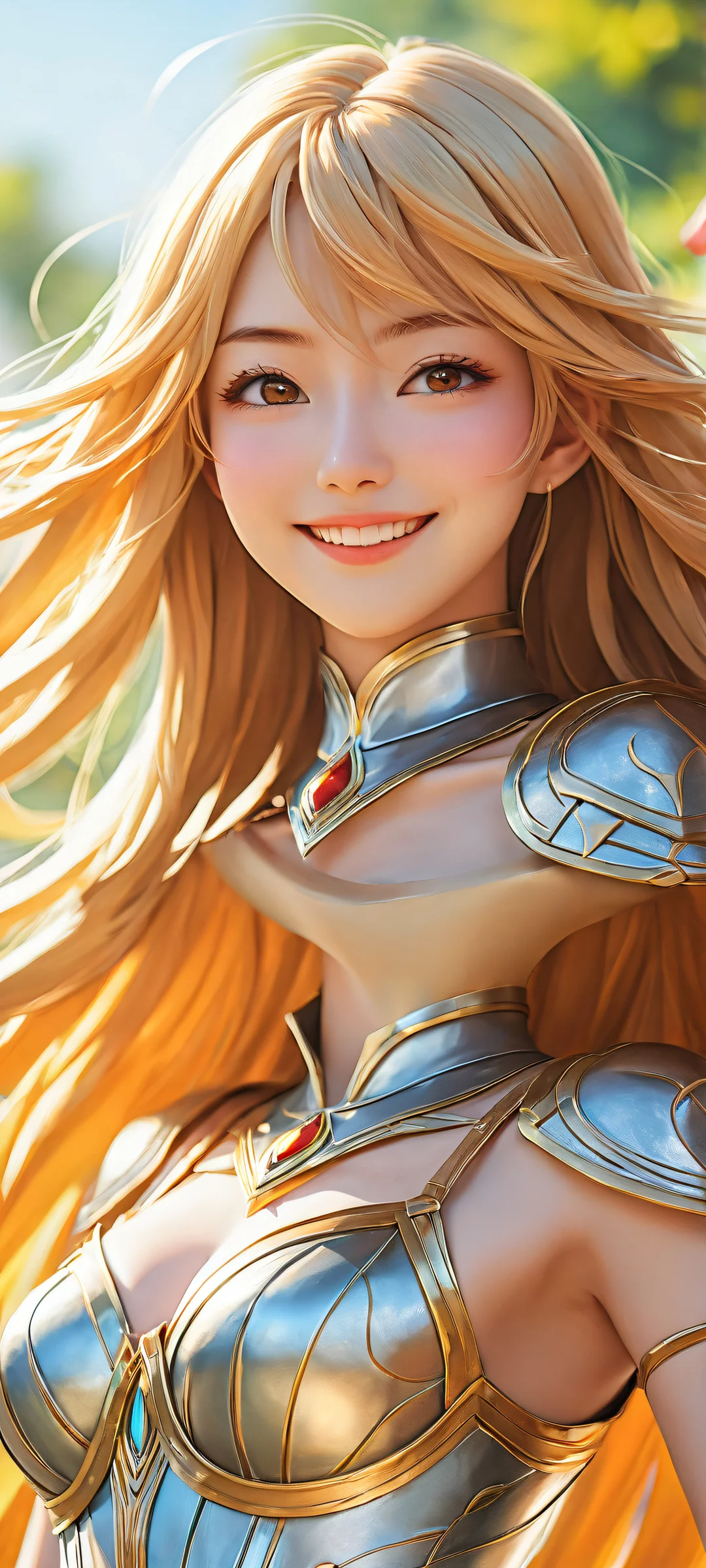 A cheerful anime girl on a sunny day, perfect for iPhone or Android home screens.