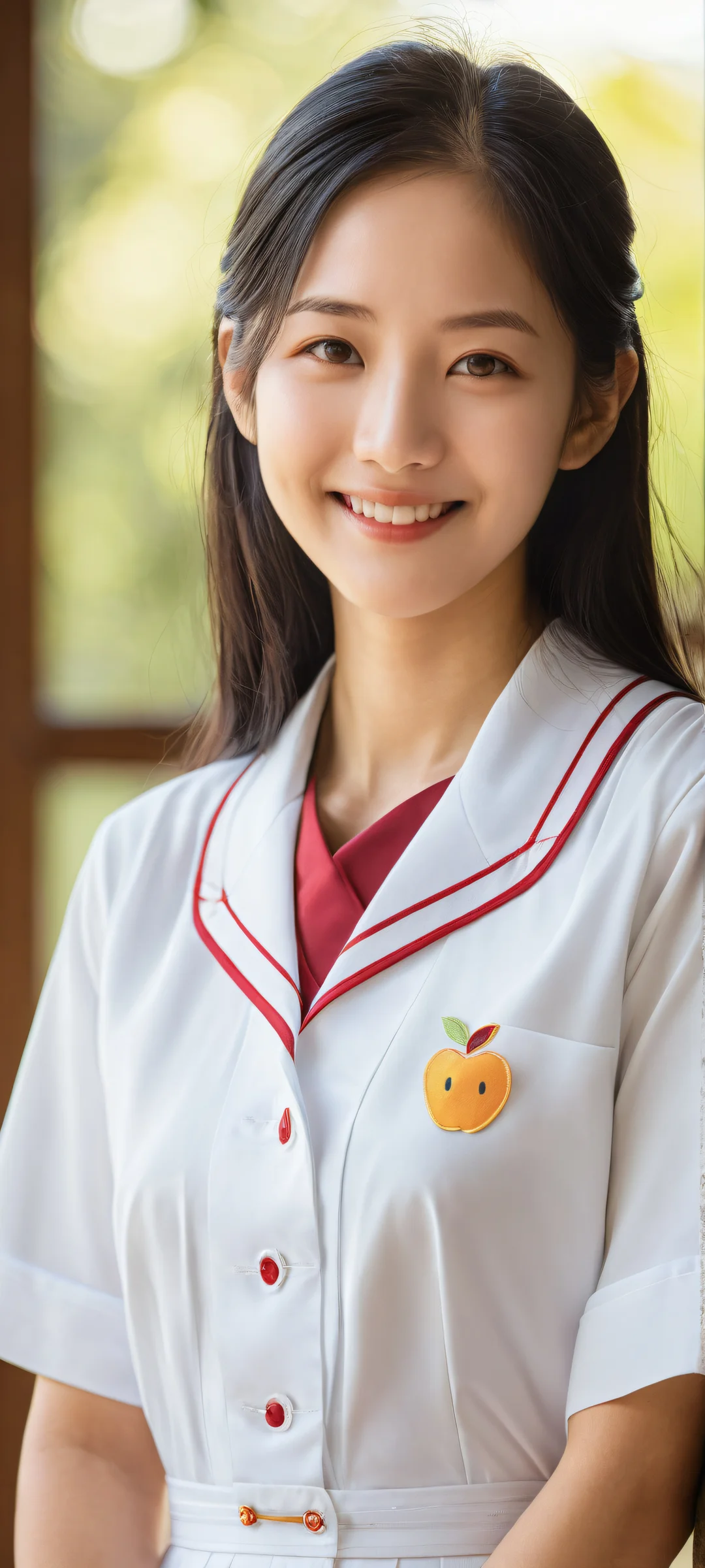 A breathtaking portrait of Sawainaoi with an endearing smile, perfekt optimiert für iPhone/Android-Startbildschirme. Focus on the stunning visual impact and pristine clarity.