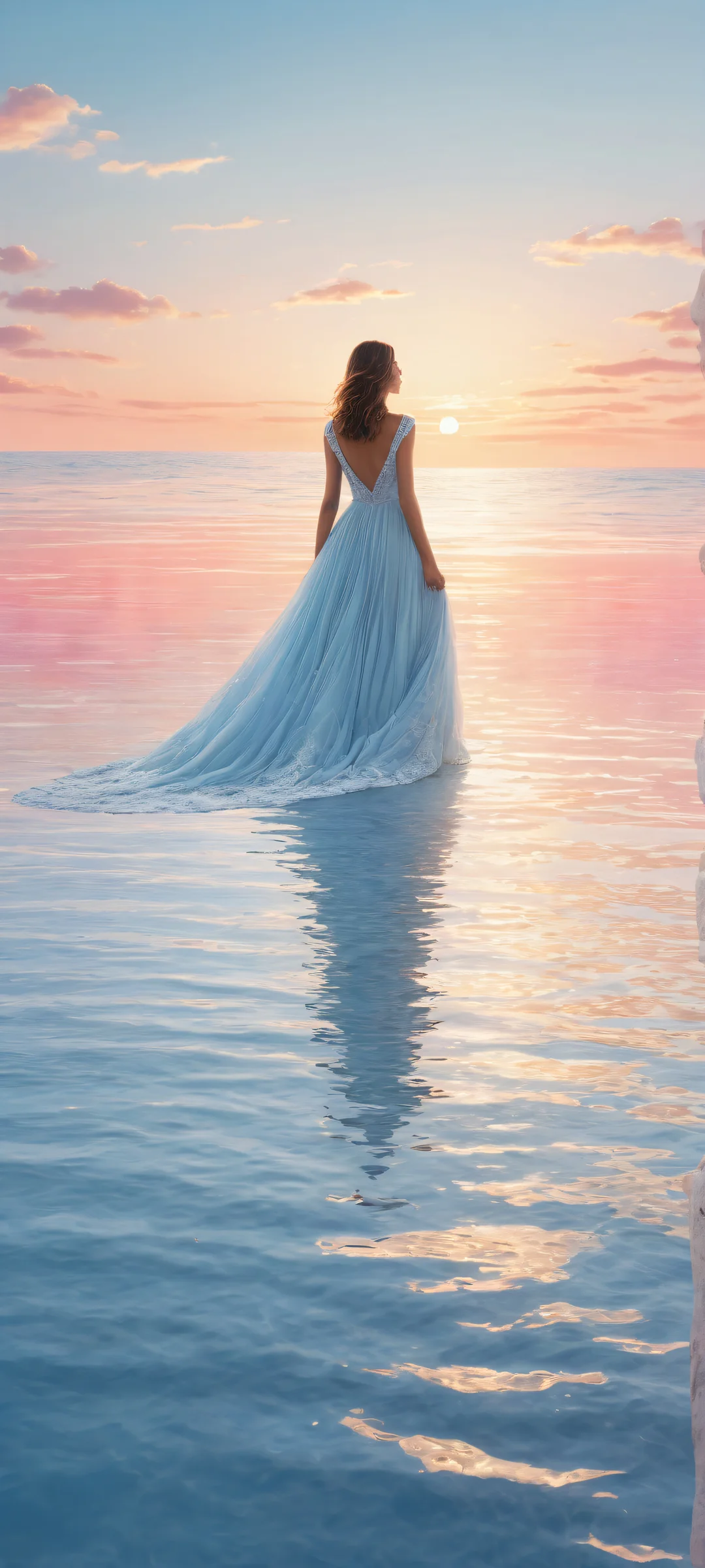 A lone figure on a serene background with intricate patterns and textures, perfect for iPhone/Android.