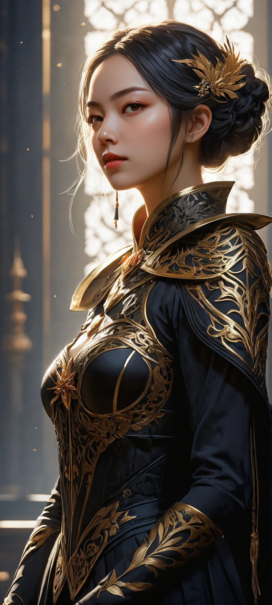 A lone Genshin Impact character on a dark and mysterious backdrop with an ethereal sidelight. Perfect for iPhone/Android home screens.