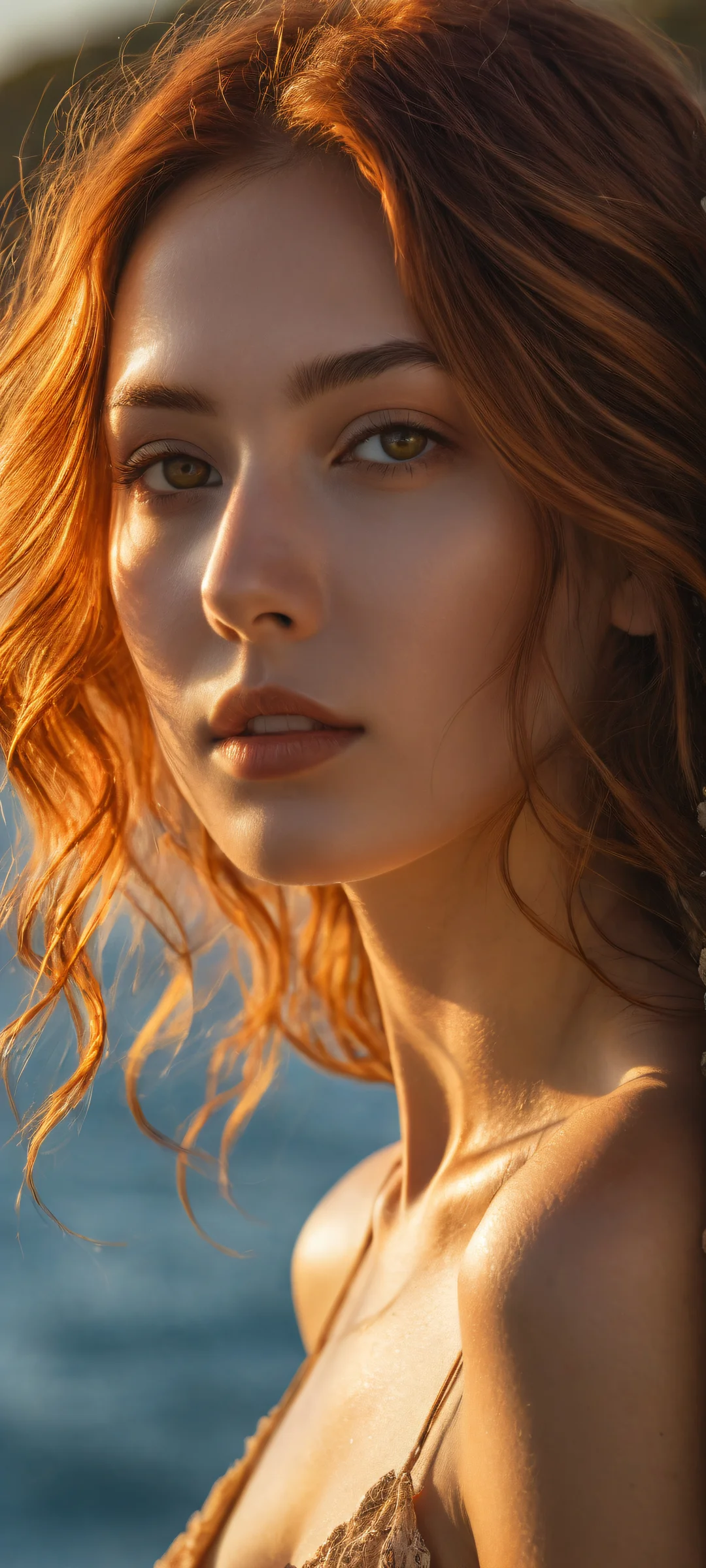 A lone figure with amber-hued hair and features, set against a vast dark void, perfectly optimized for iPhone, Samsung Galaxy, and Android home screens.