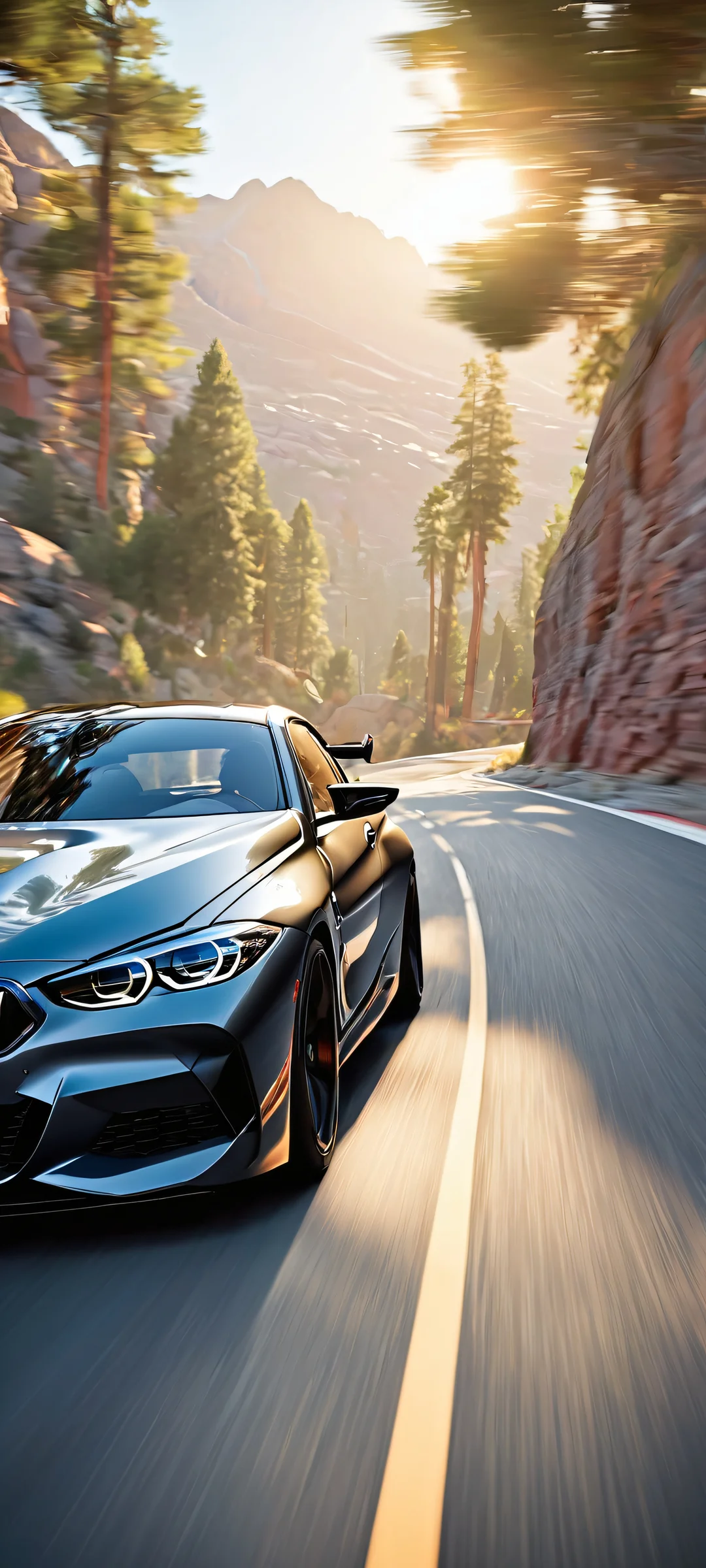 A sleek BMW in motion on a pure void background, perfect for iPhone and Android home screens.