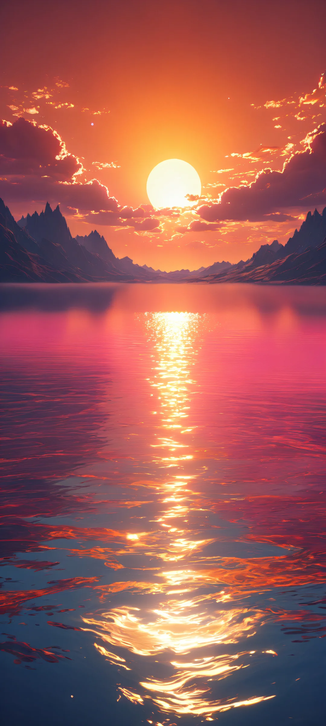 Ethereal Sunrise iPhone & Samsung QHD Fond d'écranparfaitement optimisé pour les écrans d'accueil iPhone/Android Majestic Sun surrounded by wispy clouds and a warm sunset glow, perfectly optimized for iPhone/Android home screens.