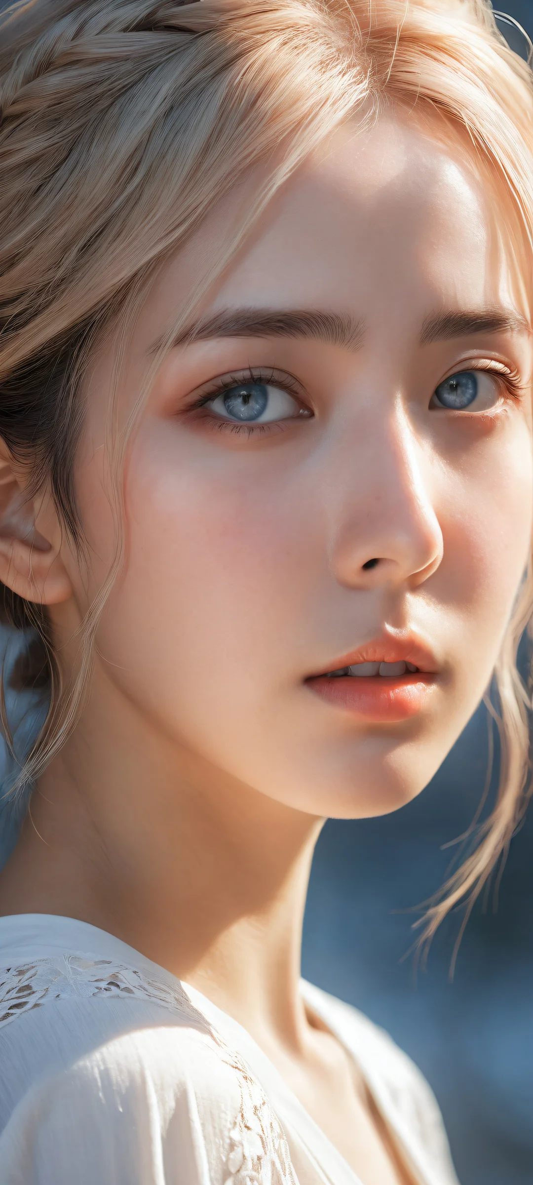 Ethereal Tears QHD Phone BackgroundPerfekt optimiert für iPhone- und Android-Startbildschirme A young anime girl stands in sorrow with tears welling up in her eyes. Perfectly optimized for iPhone and Android home screens.