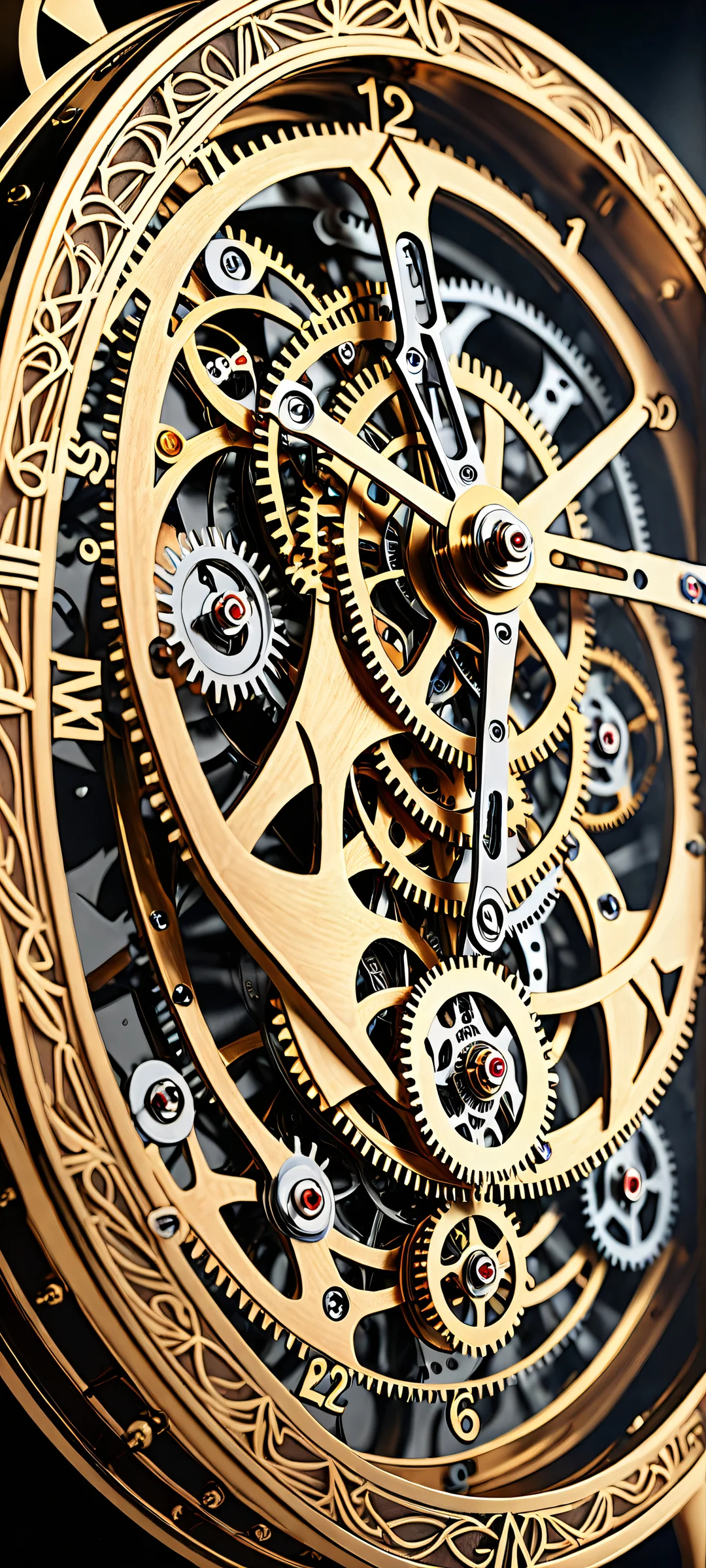 Delicate clock mechanism on a pure void background, iPhone/Androidのホーム画面に最適.