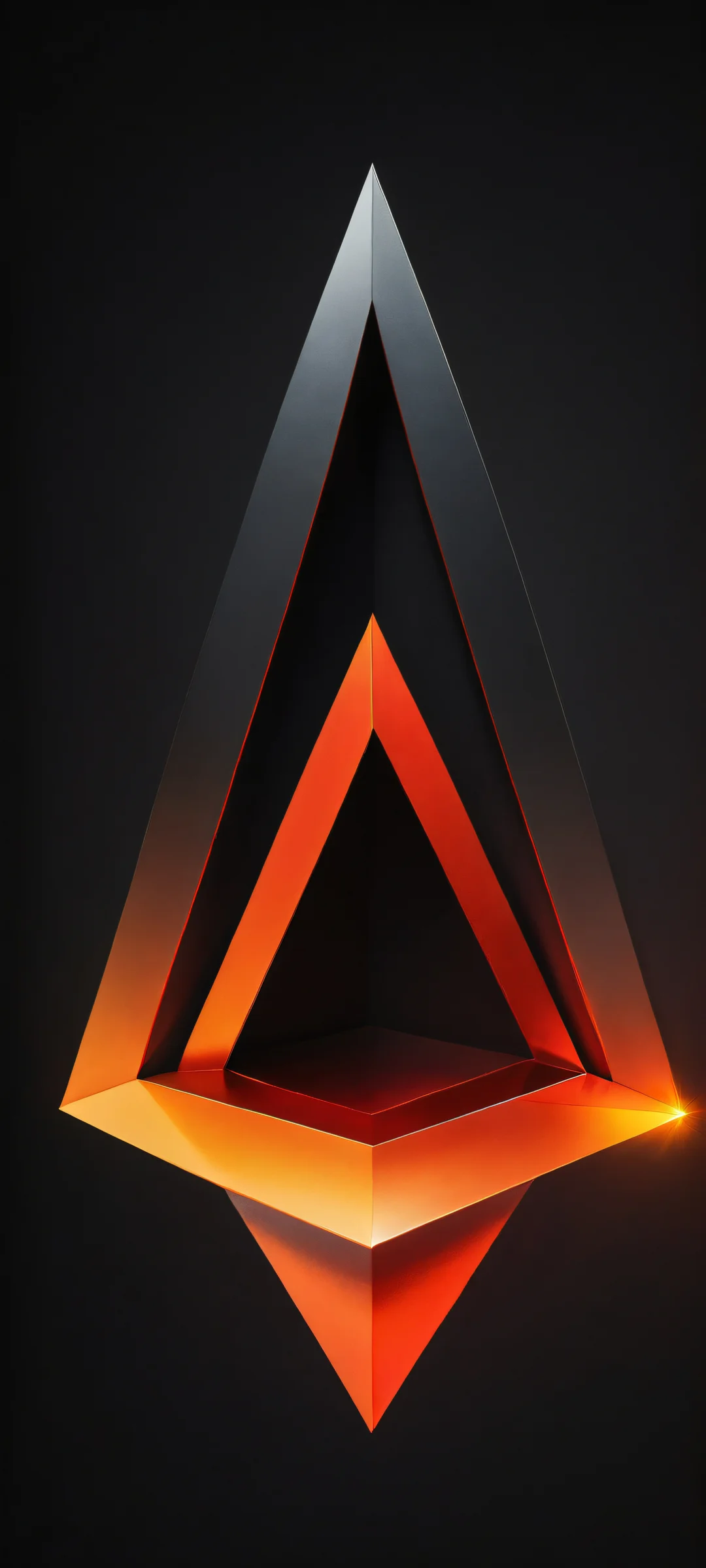 A stylized triangle against a dark background with intense micro-details. Perfect for iPhone/Android home screens.