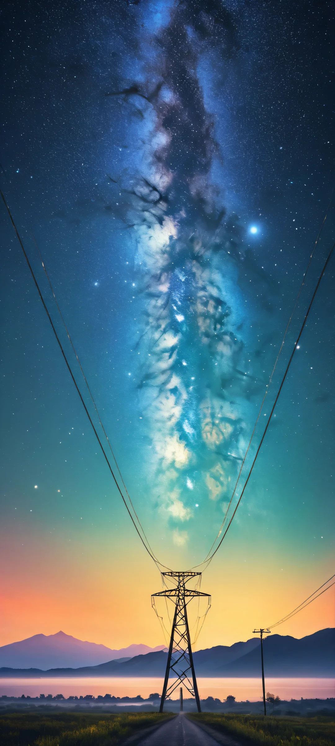 A breathtaking iPhone/Android wallpaper featuring a serene night landscape with intricate details and ethereal lighting, perfect for home screens.