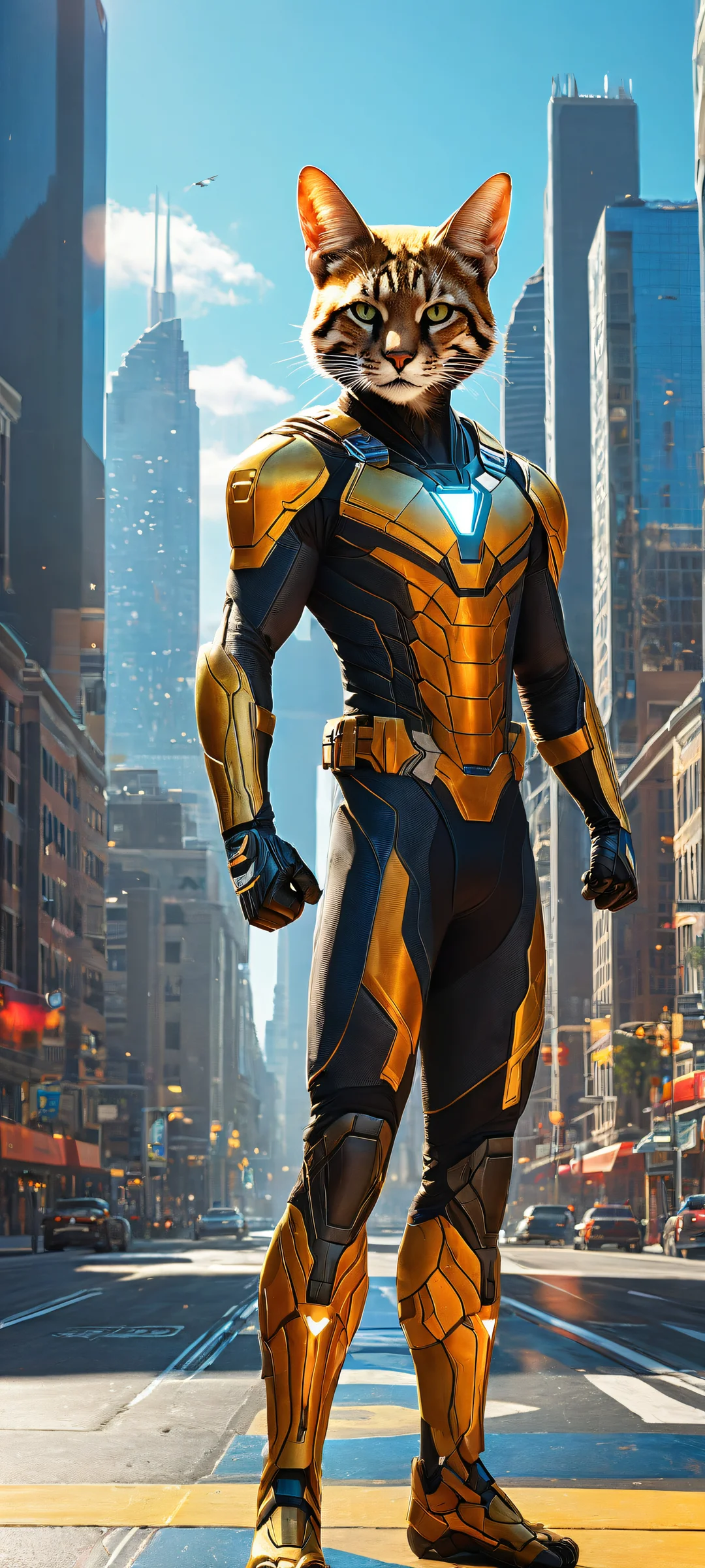 A majestic anthro Jacato stands amidst a stunning cityscape with halftone pattern textures on iPhone and Android devices, perfect for home screens.