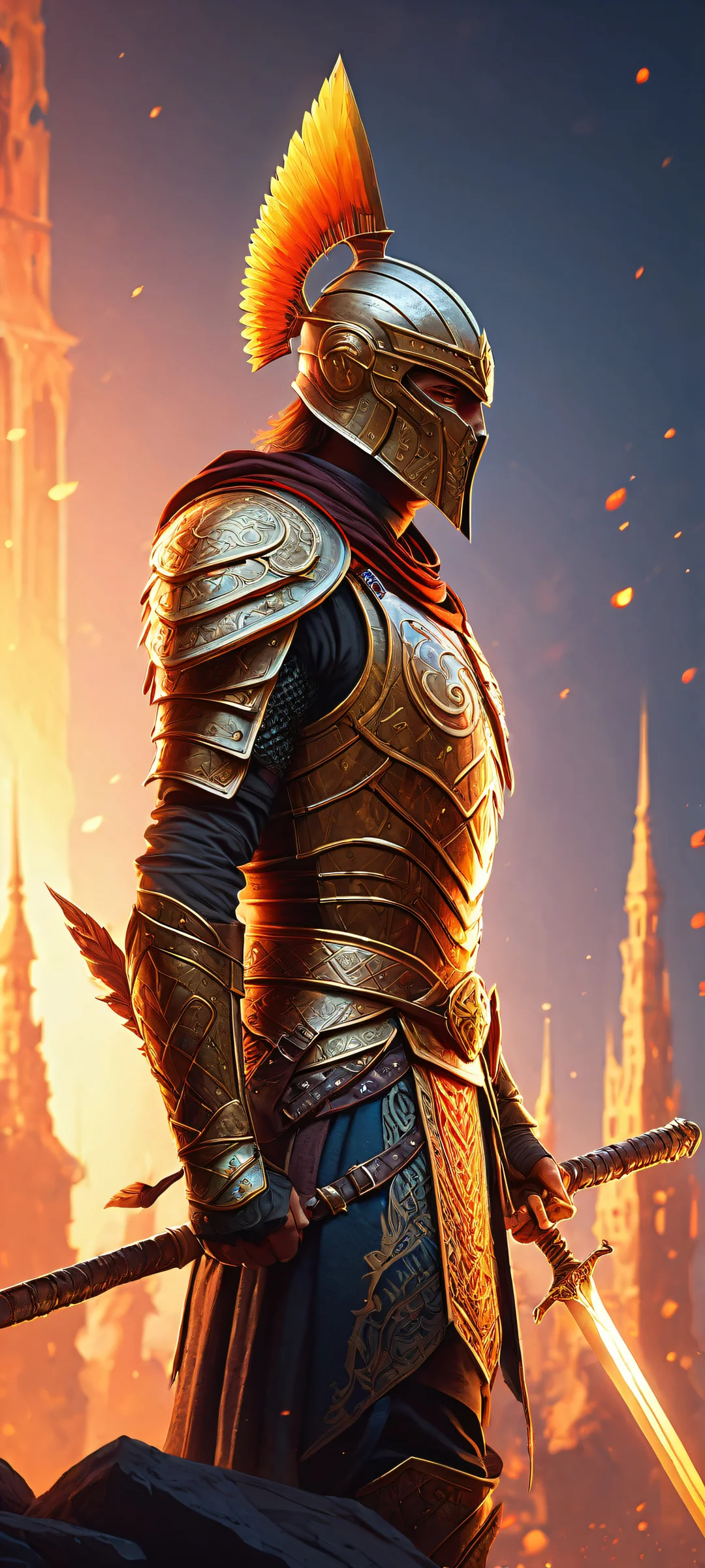 Pixel art warrior for iPhone/Android - Perfectly optimized mobile wallpaper with stunning visuals and nostalgic feel.