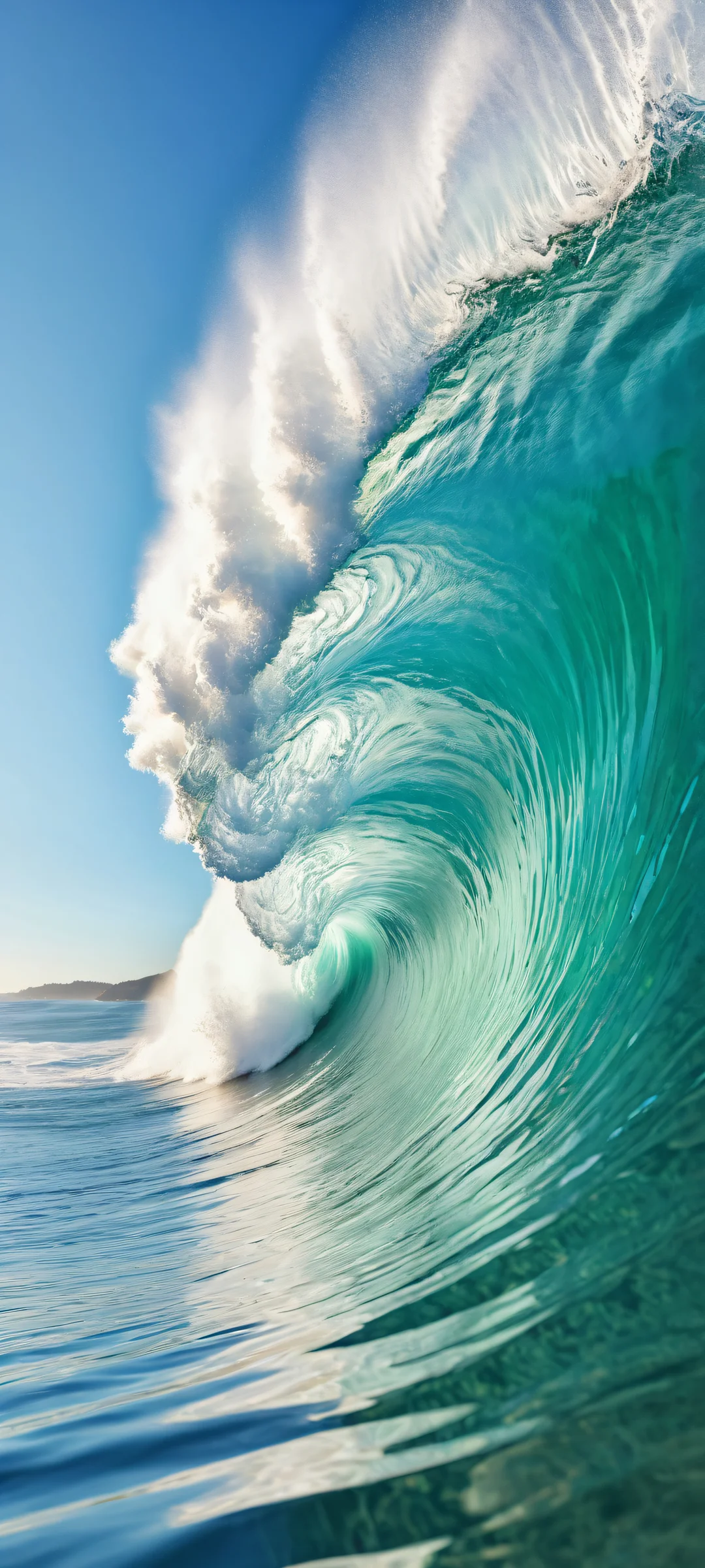 Ethereal Waveform QHD Smartphone Background Award-winning digital art of waves on iPhone/Android home screen