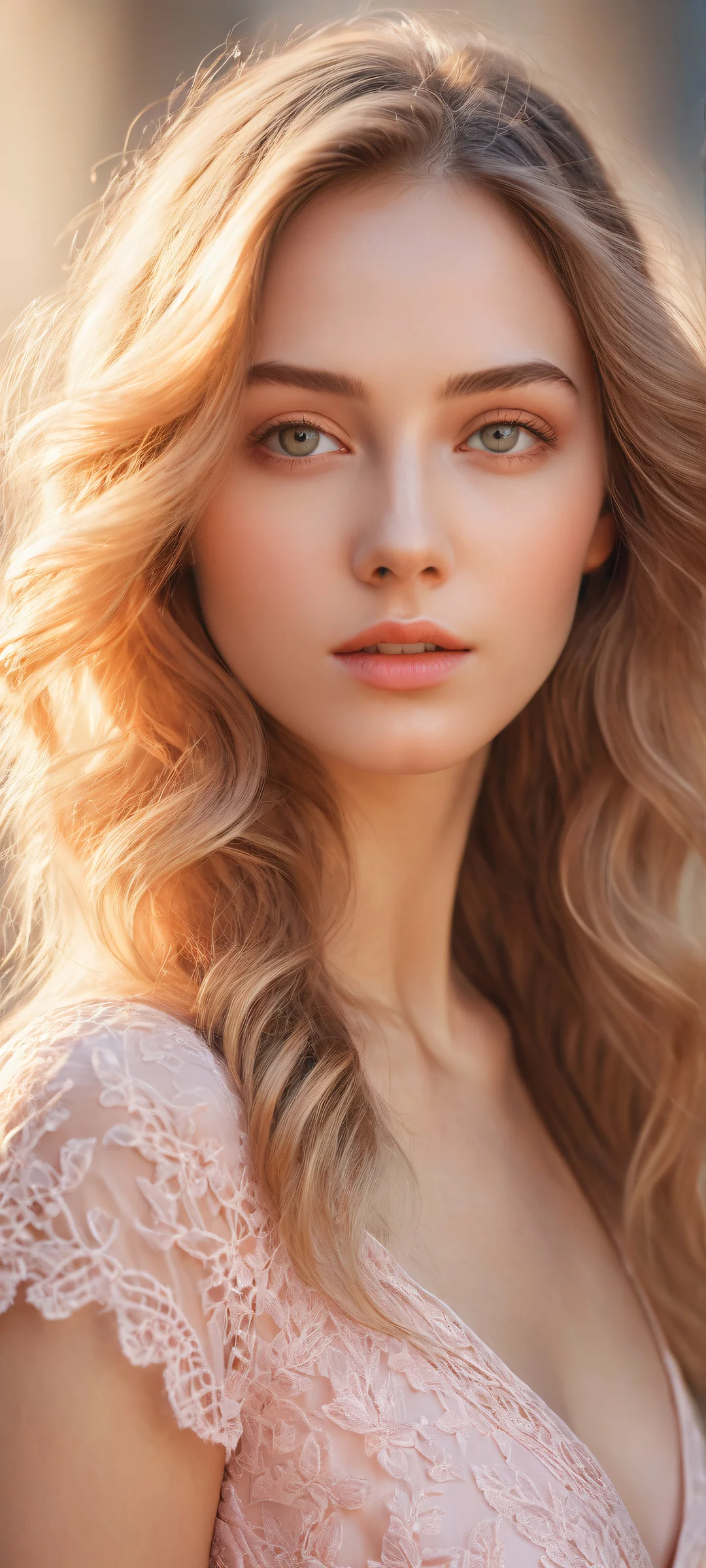 A breathtaking portrait of a young woman on an iPhone or Android device, with intricate details and award-winning digital art.