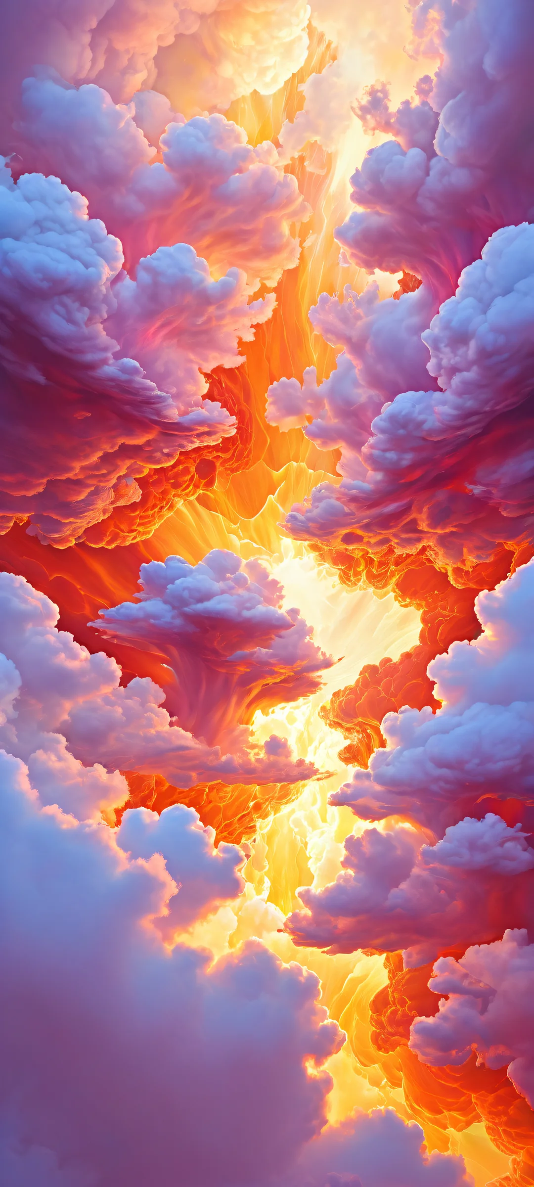 Beautiful iPhone/Android mobile wallpaper featuring an abstract cloud formation with intricate micro-details revealing fantastical scenes of knights, dragons, and mages.