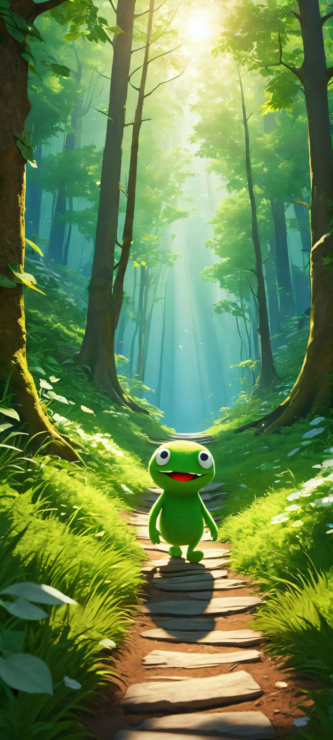 Breathtaking portrait of The Poopsmith on iPhone/Android with lush green grass, 8k resolution sky, and fluffy white clouds.