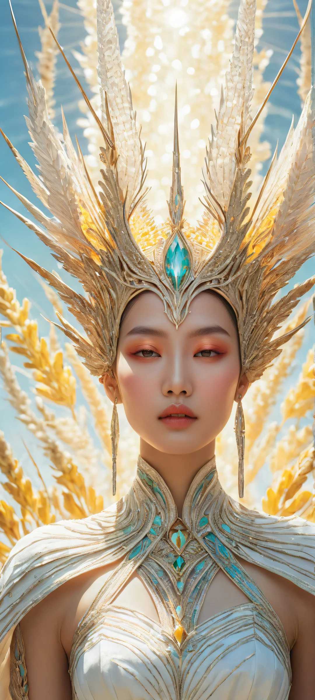 A stunning iPhone/Android wallpaper featuring ethereal creatures in a vast void, surrounded by whimsical yalmYu and corn_kuten elements.