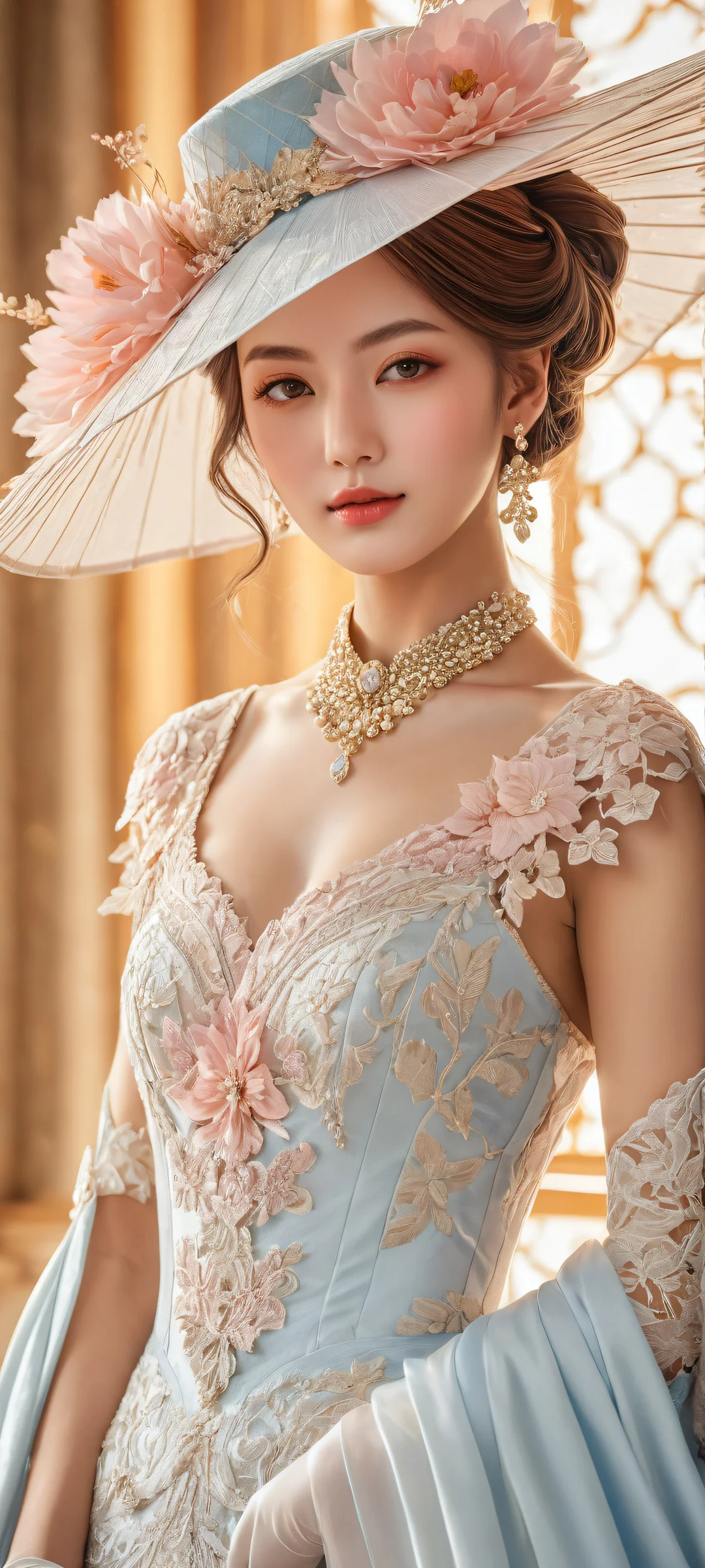 A breathtaking portrait of Furina on a pure void background, perfekt optimiert für iPhone- und Android-Startbildschirme. Her elegant features stand out against the ray-traced reflections and soft colors.