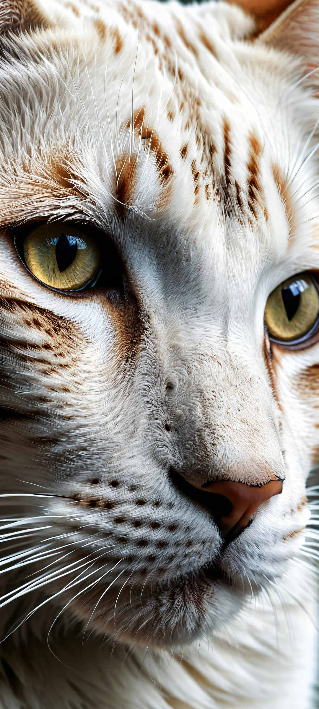 A majestic cat's face on a pristine black background, perfectly optimized for iPhone and Android home screens.