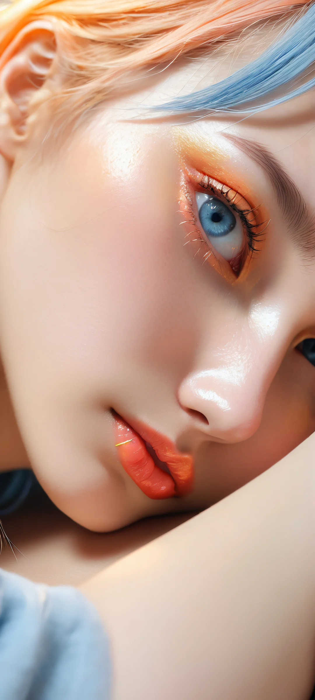 Anime cat girl portrait on iPhone/Android with soft peach, golden yellow, and gentle blue hues.