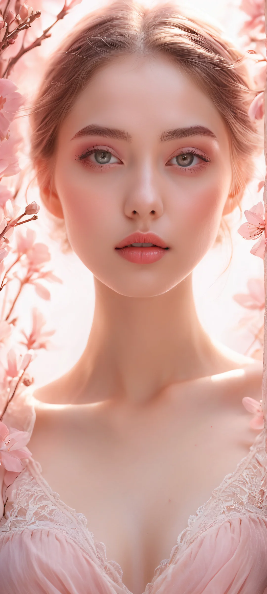 A girl with intricate micro-details and pure void above, perfectly optimized for iPhone/Android home screens.