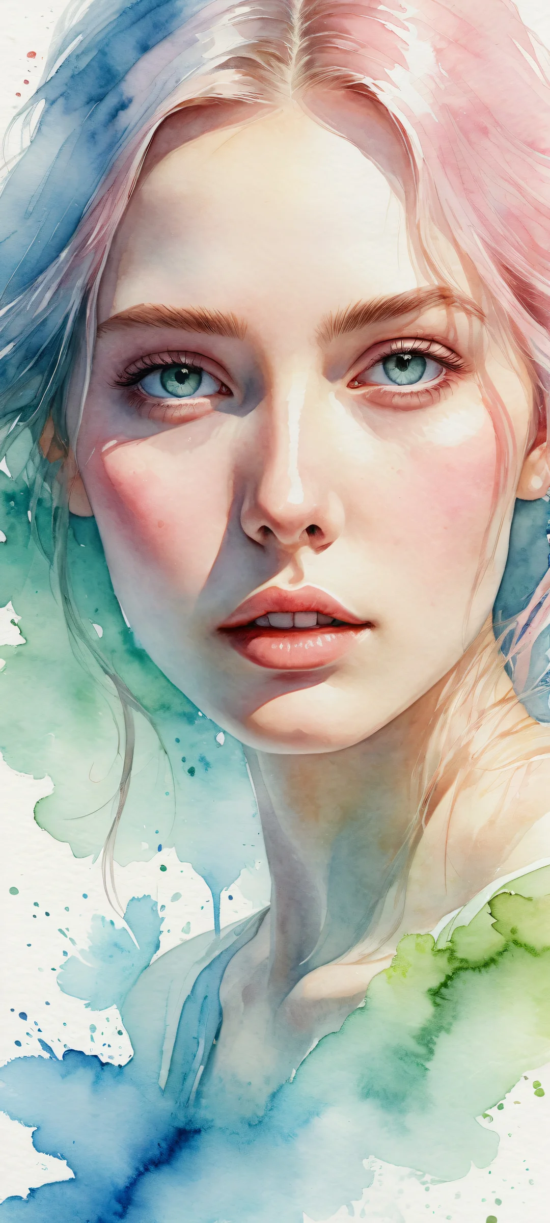 Delicate watercolor painting on a translucent surface, perfect for iPhone and Android home screens. Features intricate micro-details, ethereal lighting, and stunning visual impact.