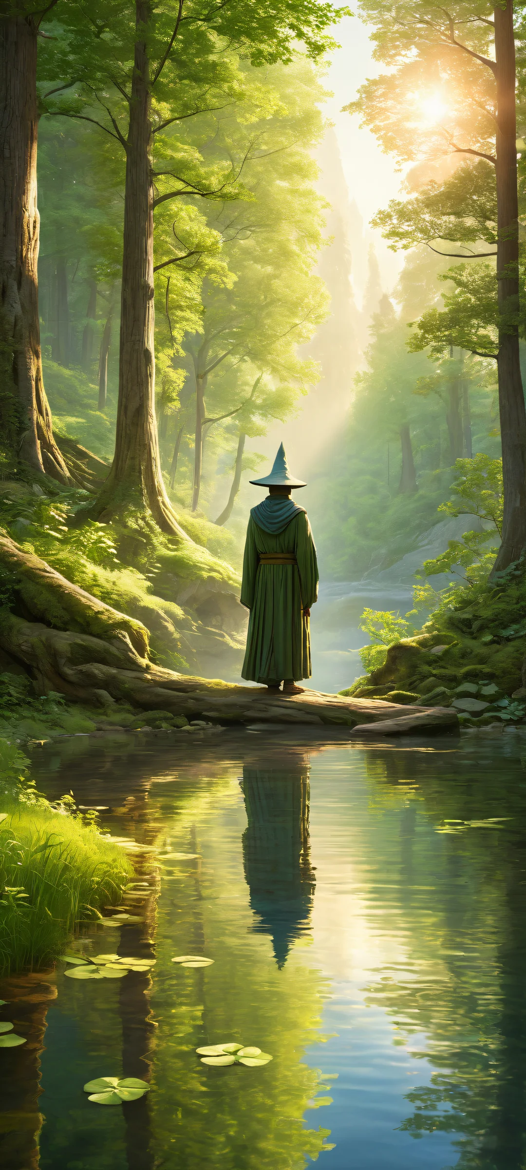 A majestic wizard in a mystical landscape on your iPhone/Android