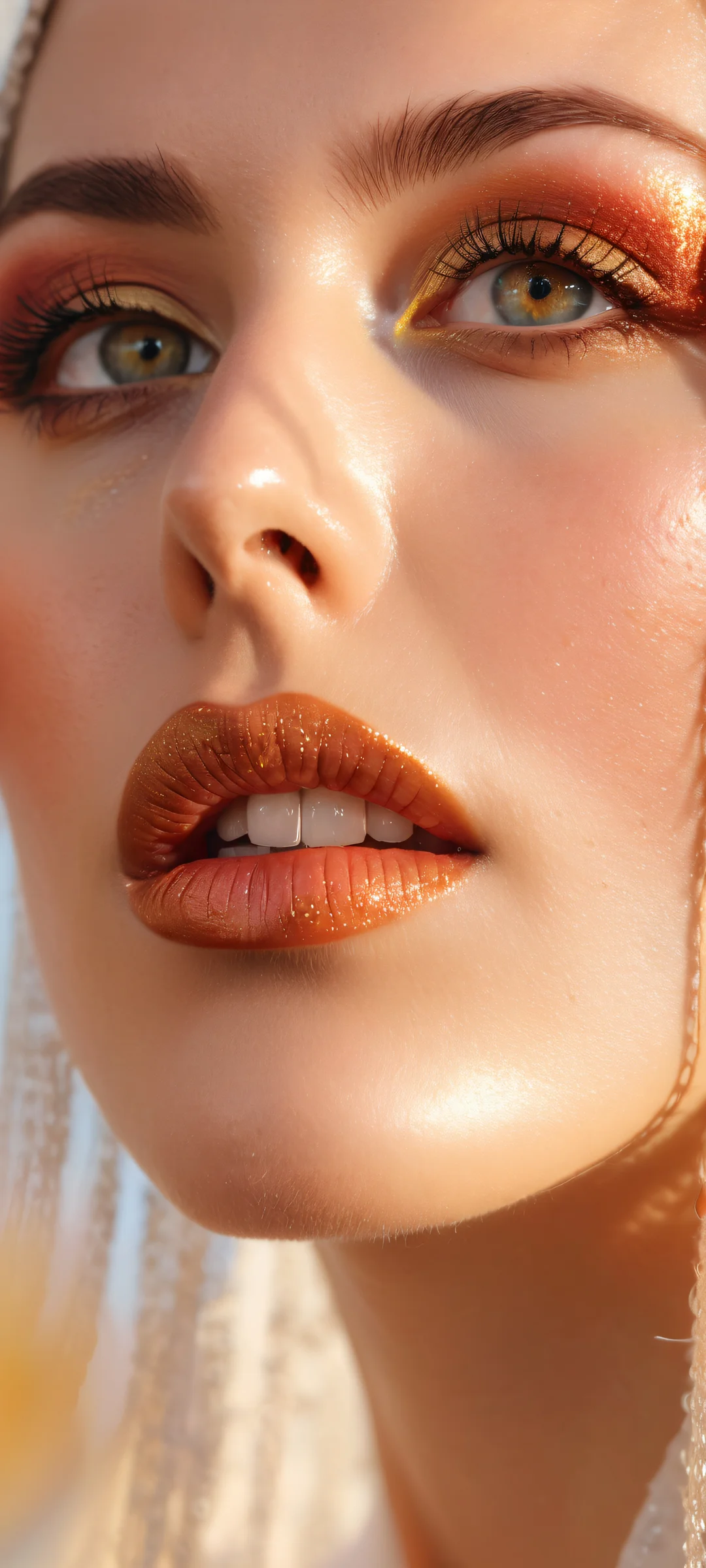 A breathtaking portrait of a European model on an iPhone or Android device, with intricate details and ethereal lighting.