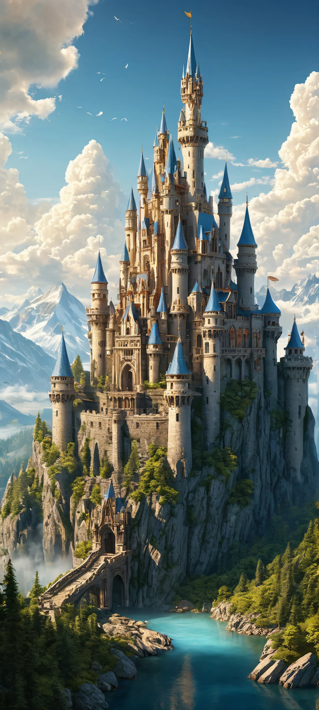 iPhone/Android friendly fantasy castle artwork with intricate details and ethereal lighting.