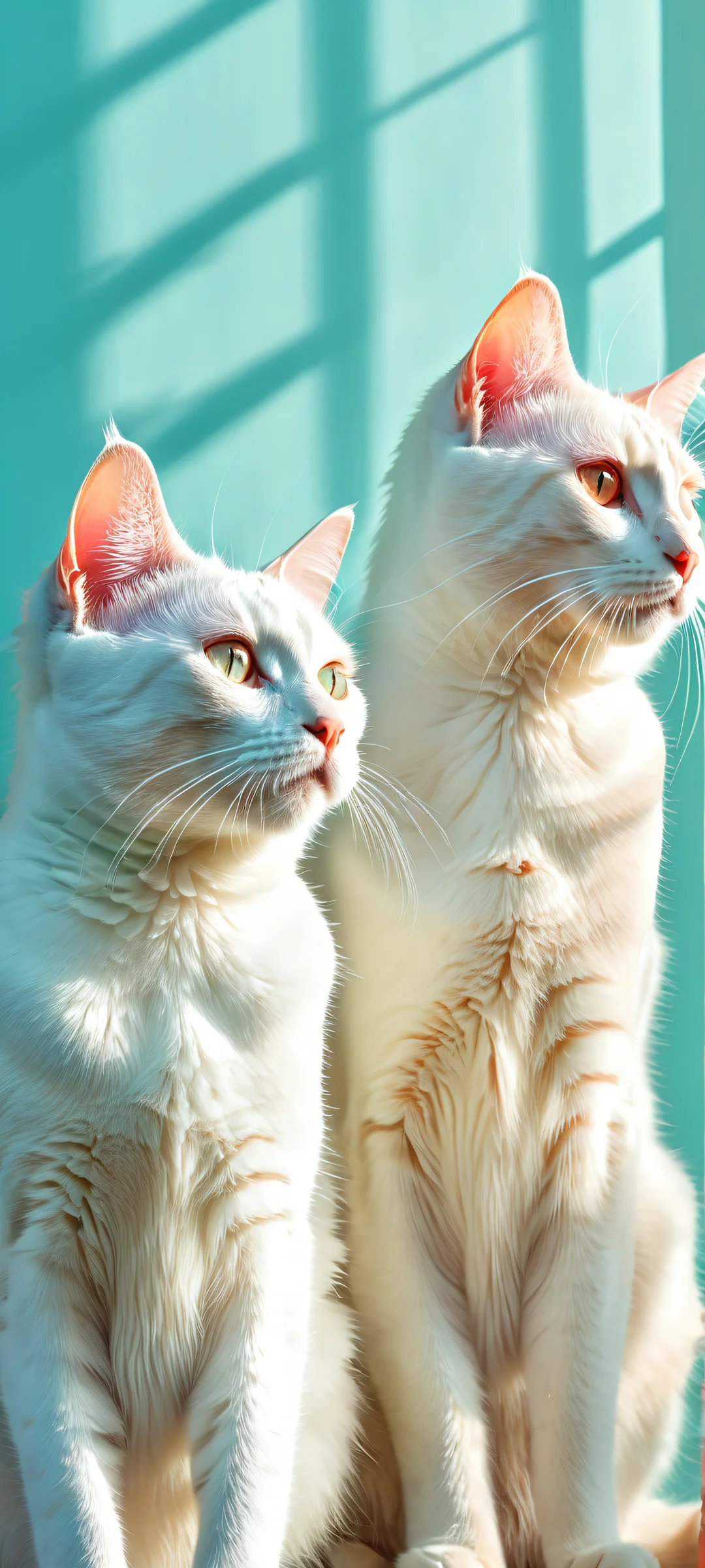 Three cats in a soft, airy setting. Perfectly suited for iPhone and Android home screens.