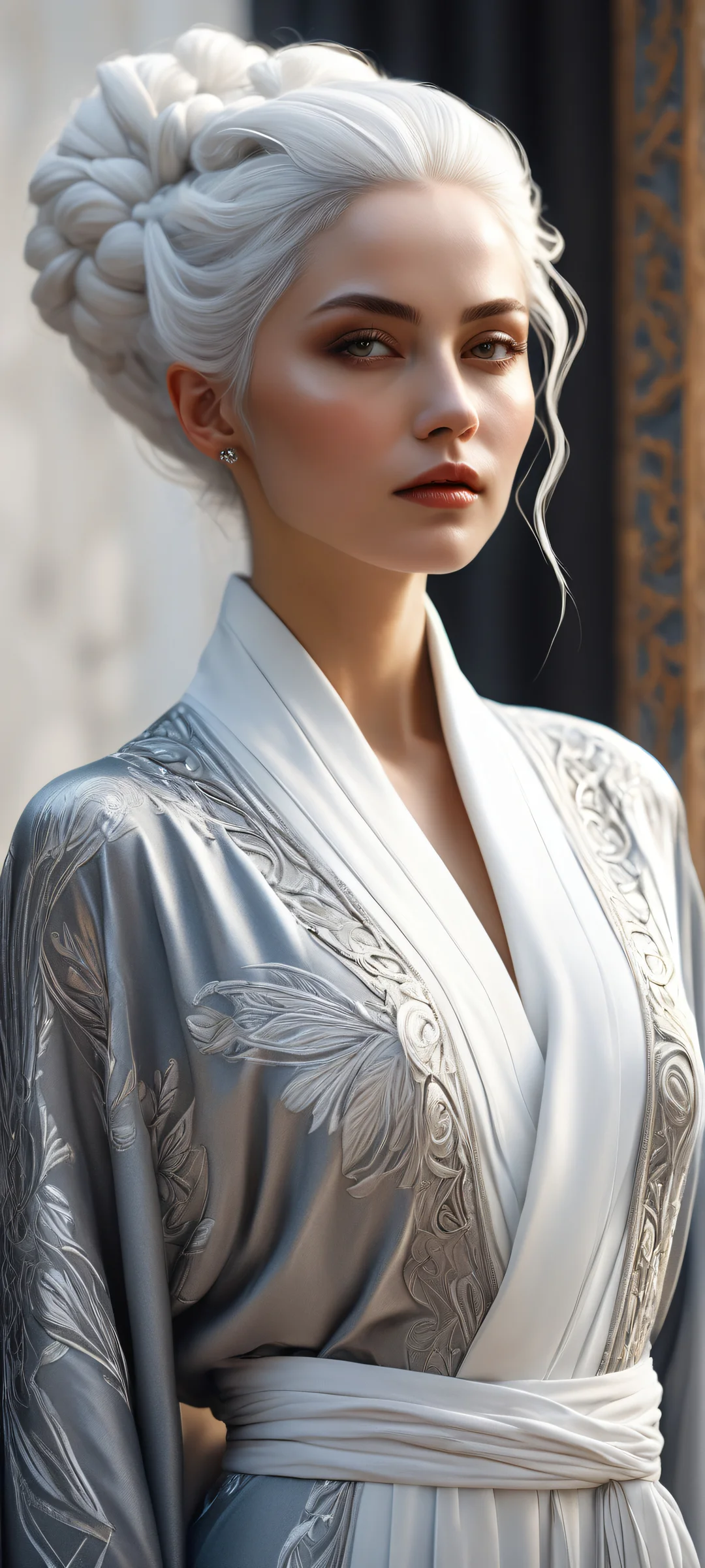 A powerful woman, Aleksandra Wojcik, in a stunning digital art piece with intricate details and perfect lighting, suitable for iPhone/Android devices.