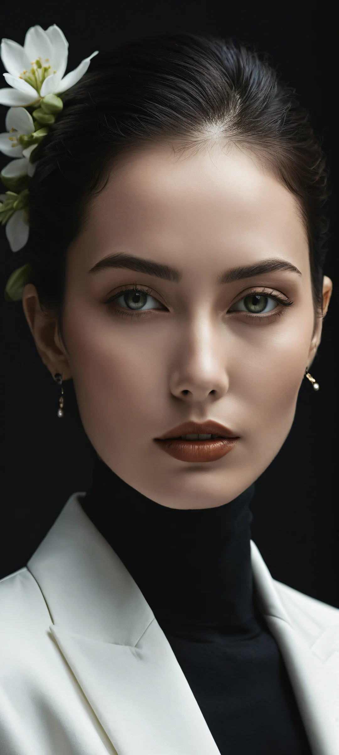 iPhone/Android stunning artwork of Frieren amidst breathtaking natural scenery, with intricate details and sleek dark mode aesthetic.