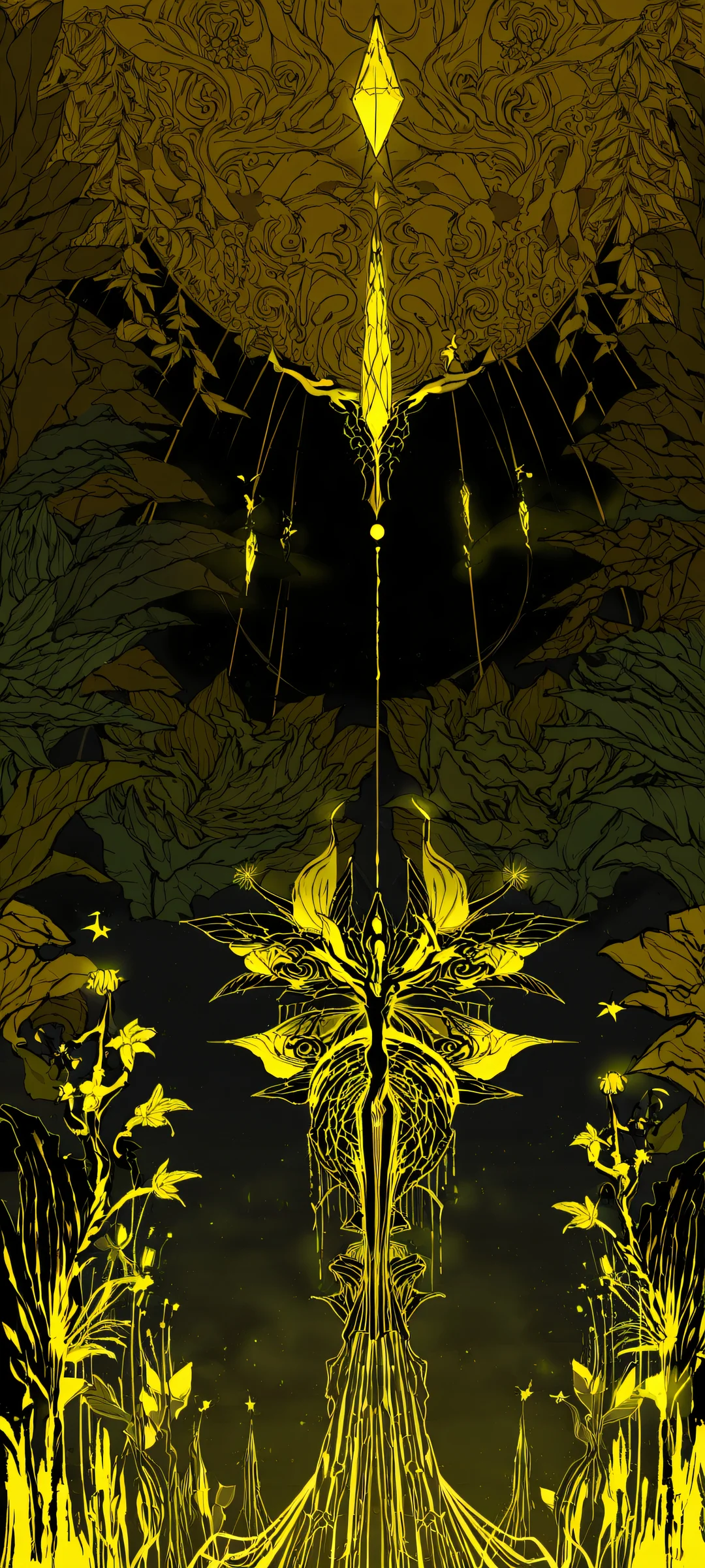 A serene forest scene featuring Frieren from the anime series, perfectly optimized for iPhone and Android home screens.