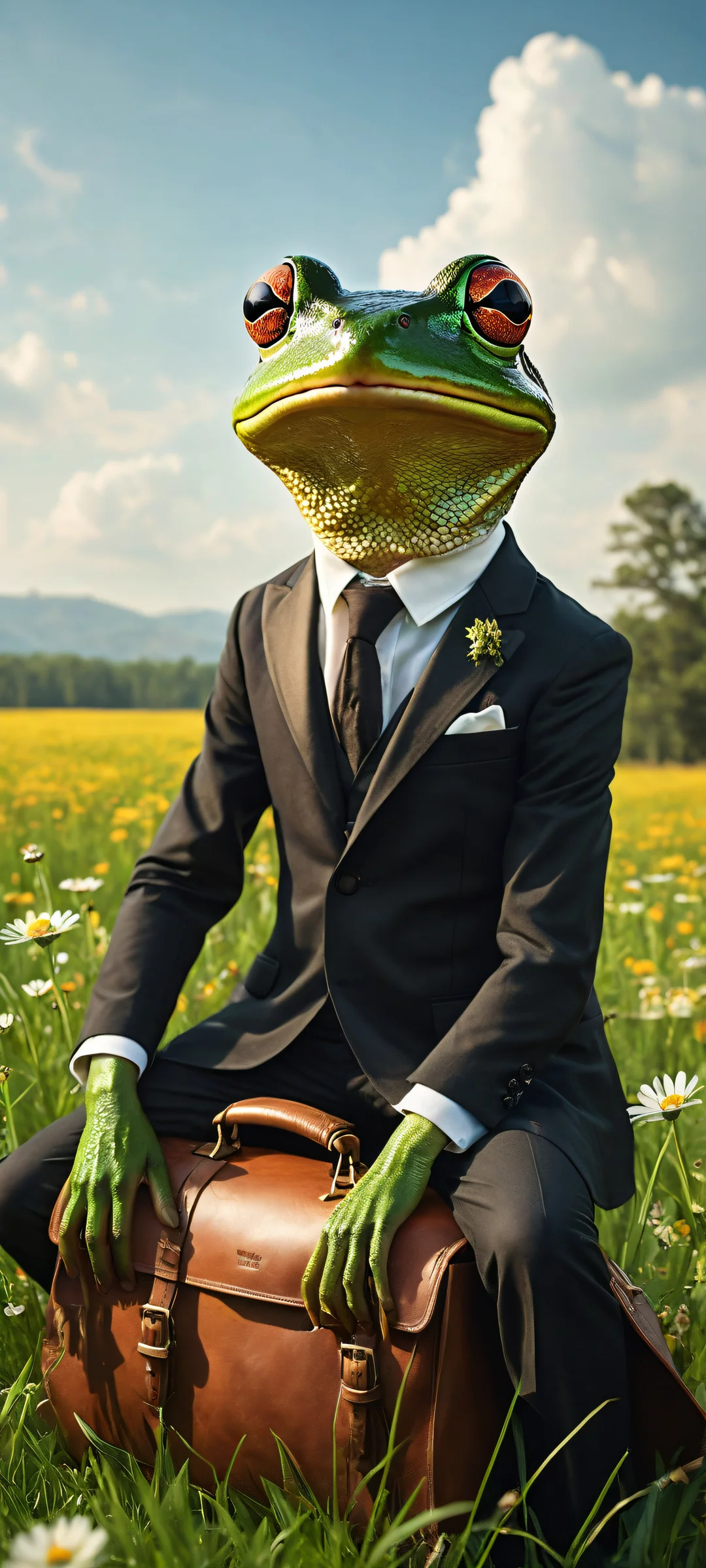 A whimsical frog riding a mouse with leather saddle, perfect for iPhone/Android home screens.