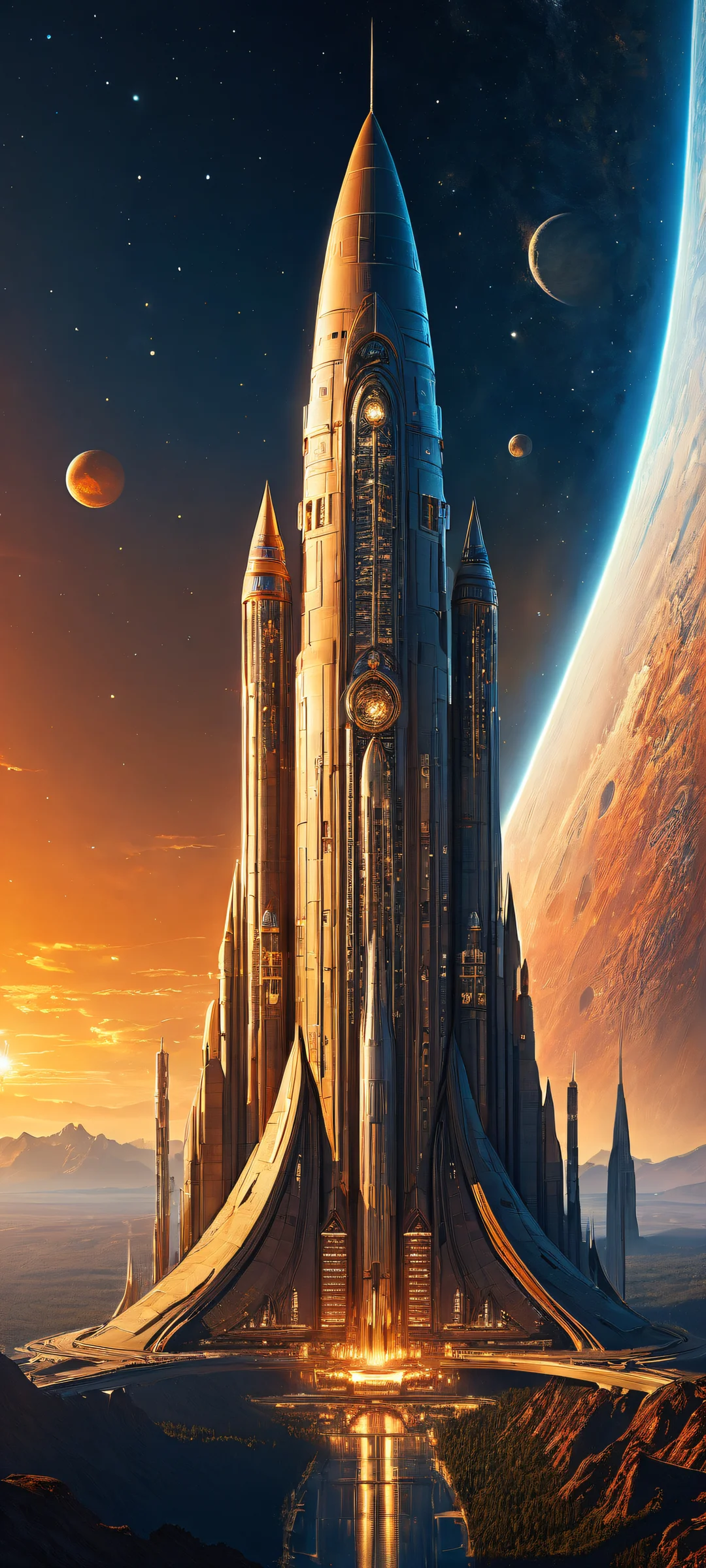 Explore the depths of space with this breathtaking portrait of the Frontenac spaceship on your iPhone or Android device.