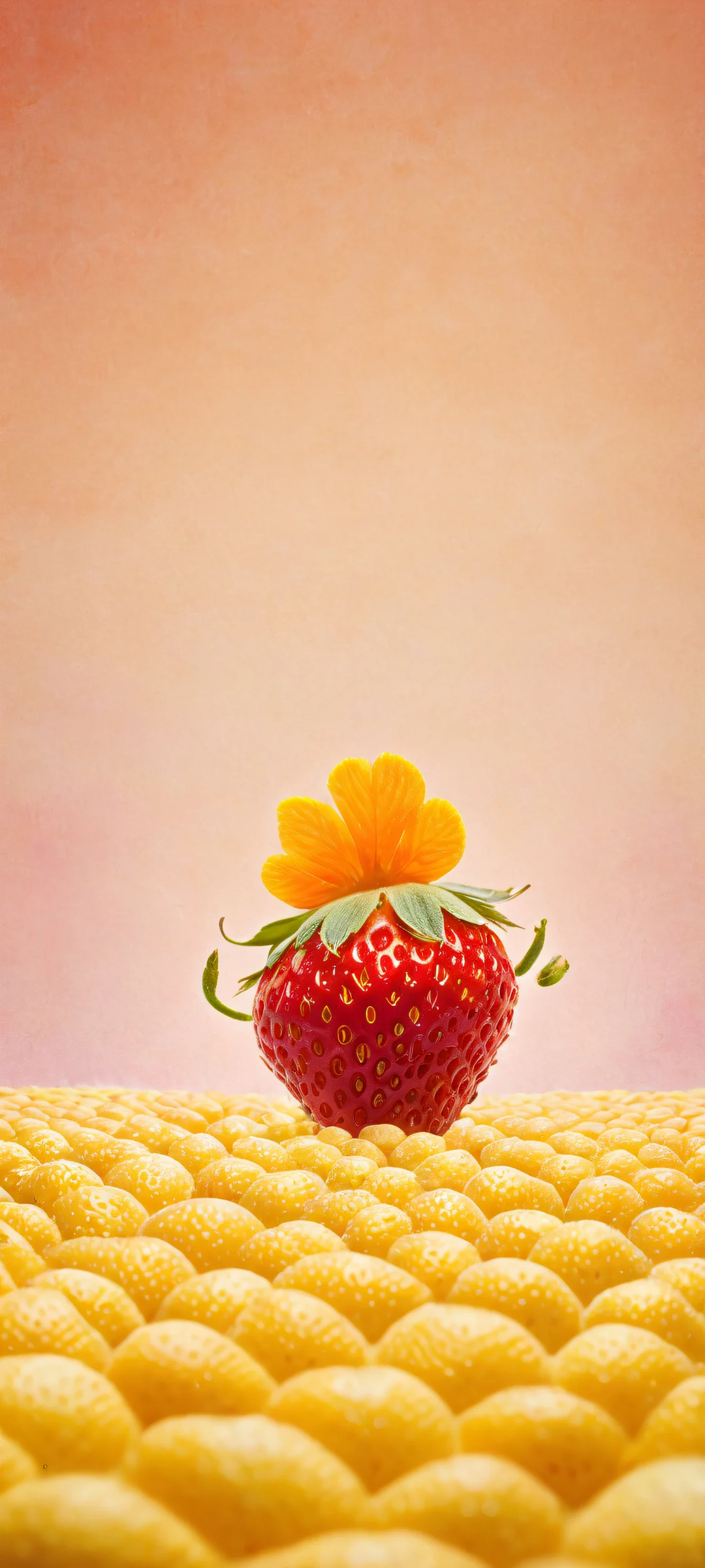 iPhone and Android users will love this award-winning digital art of a cow-sized strawberry, orange, and blueberry getting milked by a farmer in overalls and straw hat. Perfect for home screens!