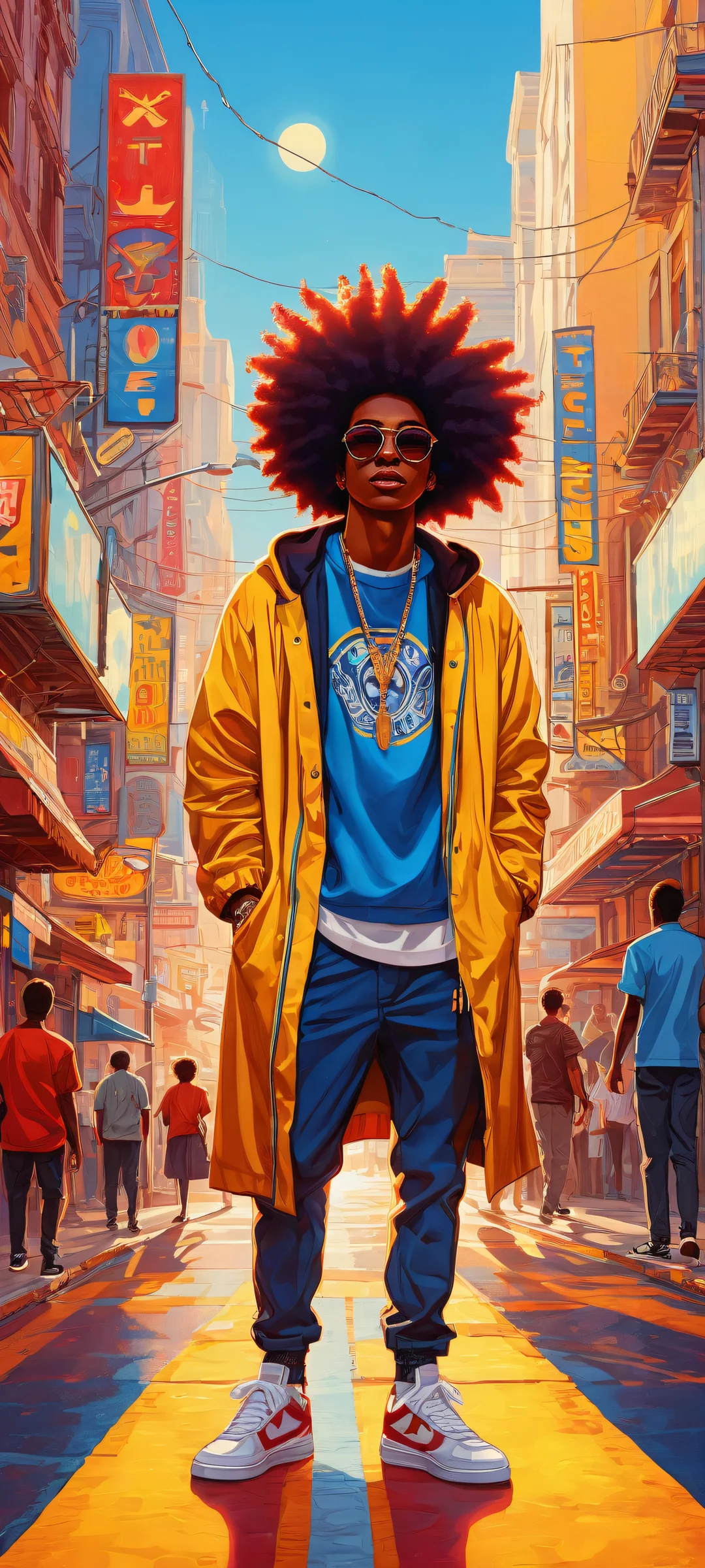 Breathtaking vertical portrait of Friday Night Funkin' characters on a yellow background. Perfectly optimized for iPhone, Samsung Galaxy, and Android home screens.