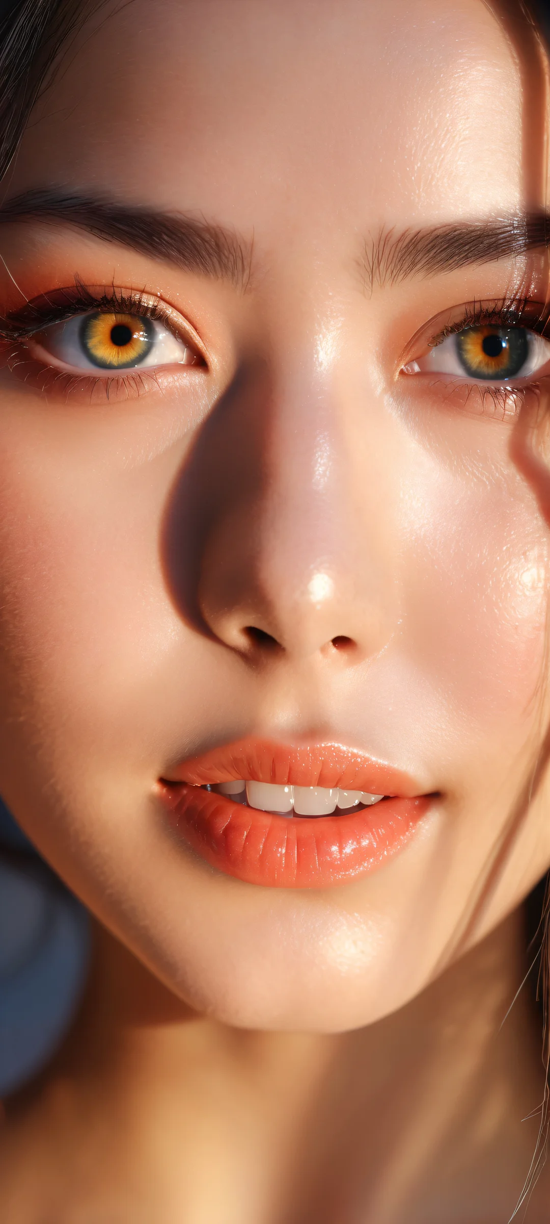 A stunning vertical portrait of Furina with ahoge and hair details on iPhone/Android home screens, surrounded by a vast pure void.