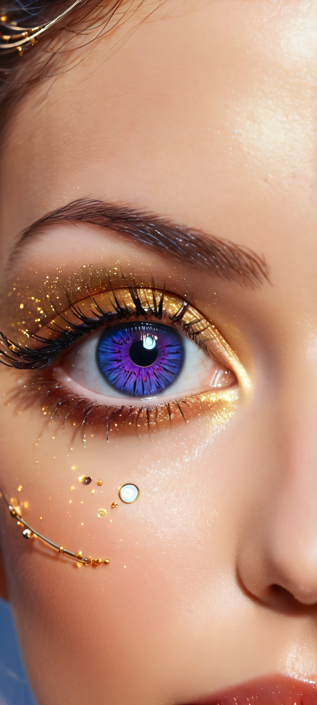 A futuristic AI bot on a dark blue-purple background with golden hour lighting. Perfect for iPhone/Android home screens.