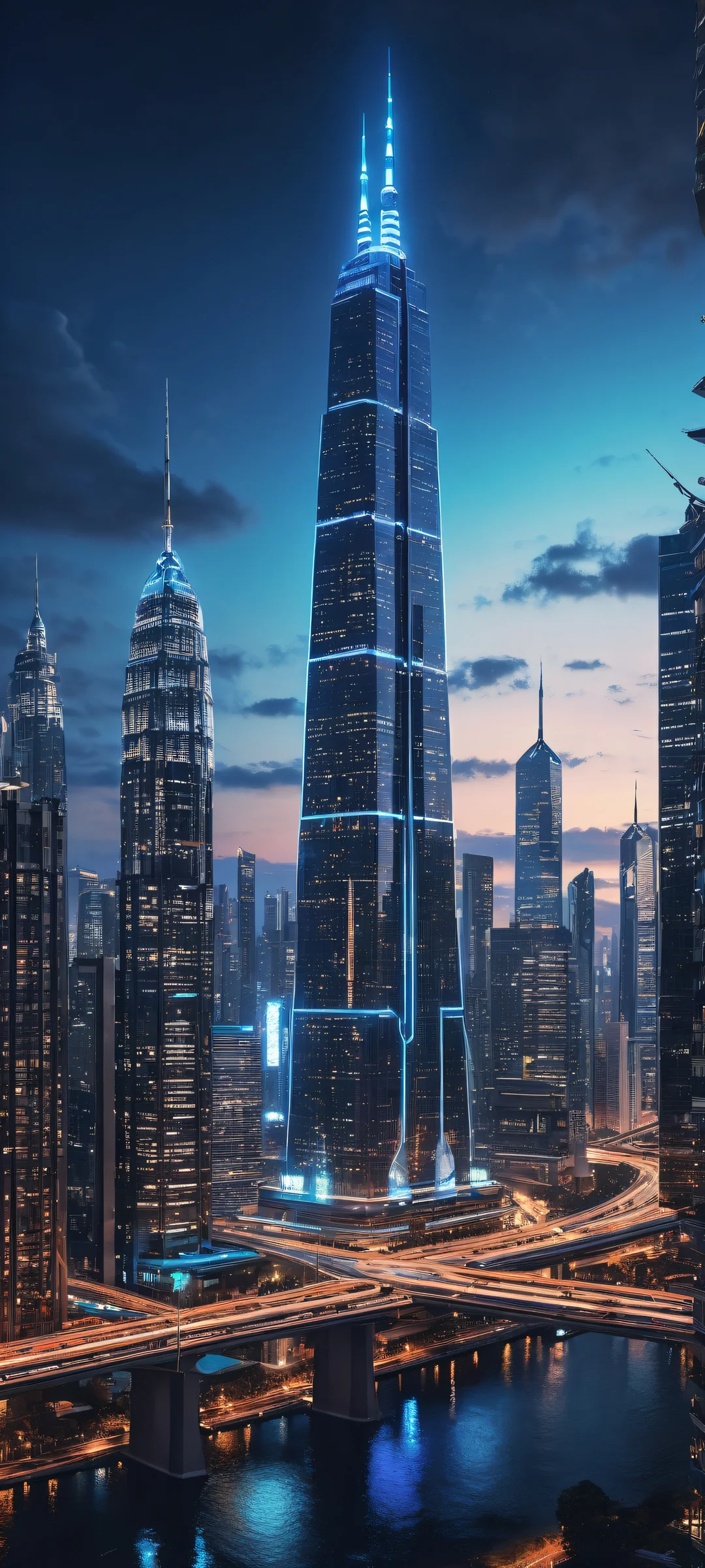 Futuristic Metropolis iPhone & サムスン QHD 壁紙 iPhone/Android users, get ready to be amazed by this breathtaking futuristic cityscape artwork, perfectly optimized for your mobile home screen!