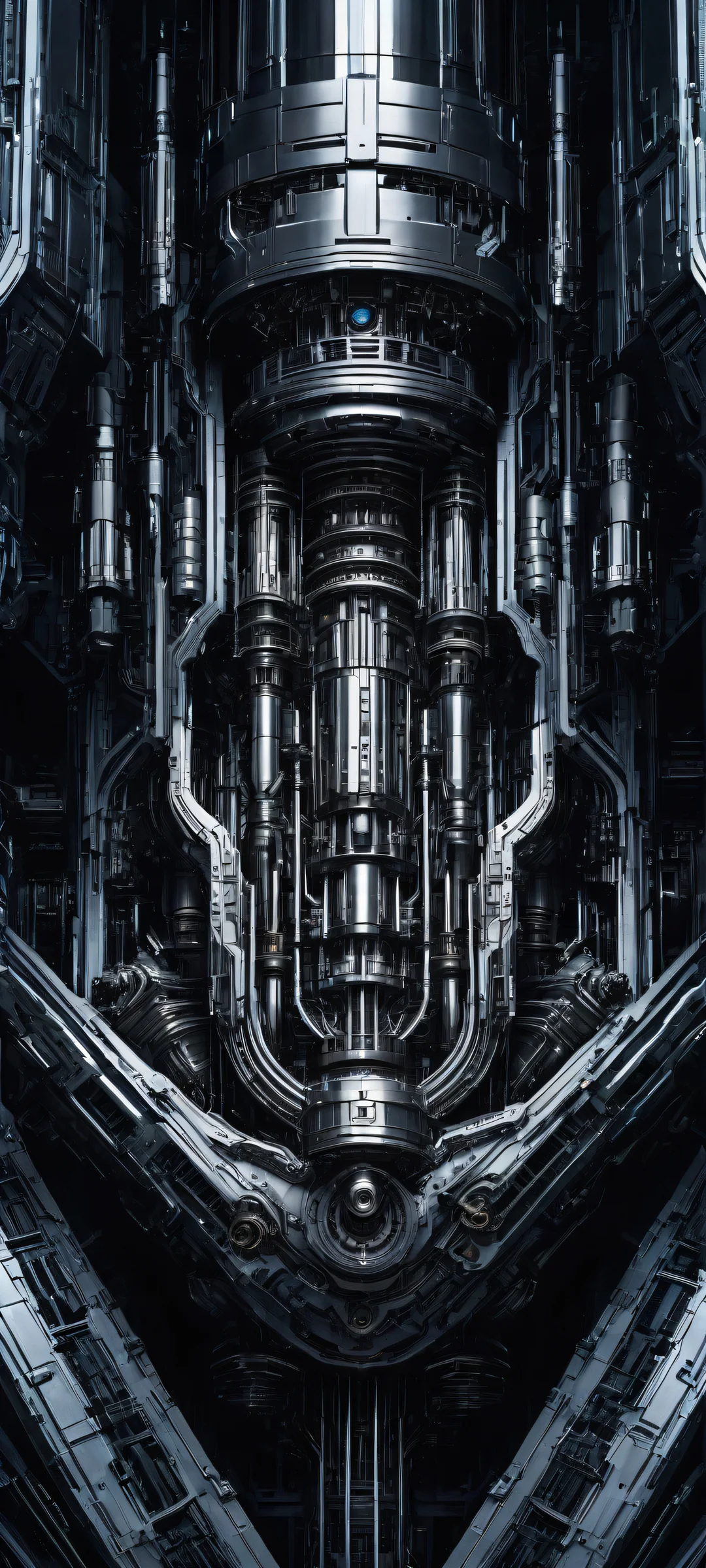 Futuristic Engine Elegance Aesthetic Phone Wallpaper A stunning digital artwork of a futuristic spaceship engine on iPhone/Android. Perfectly optimized for home screens.