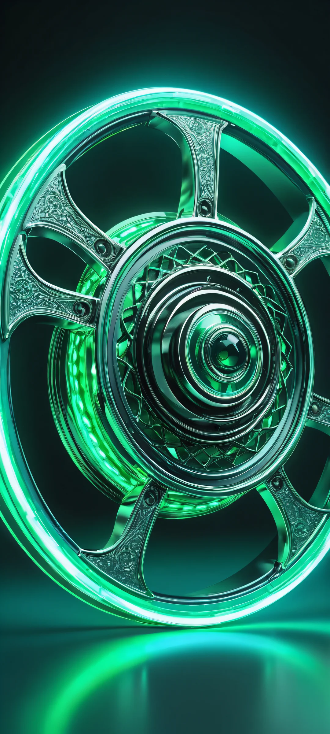 A futuristic fidget spinner on a clean and minimalist background for iPhone/Android. Award-winning digital art.