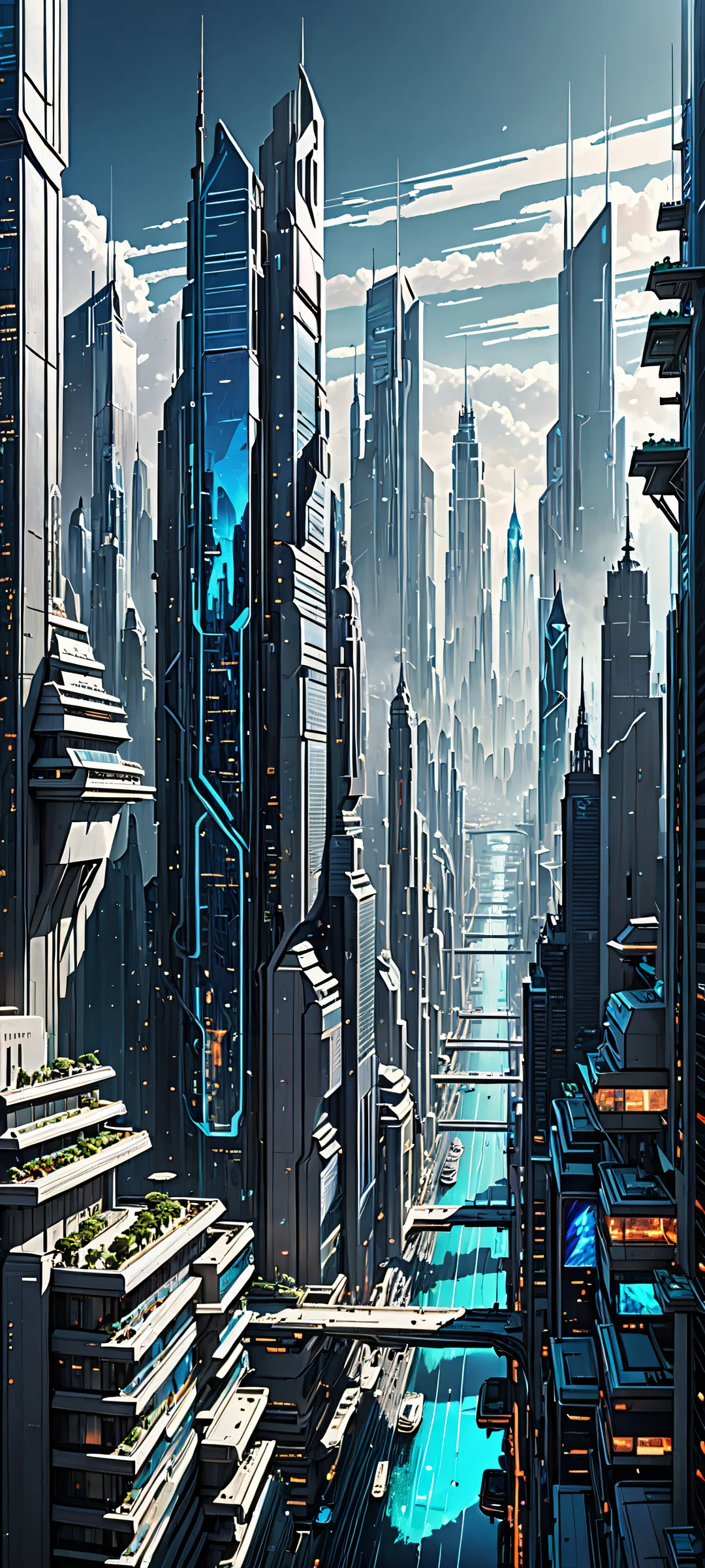 iPhone/Android wallpaper featuring a stunning minimalist cityscape with intricate details and ethereal lighting.