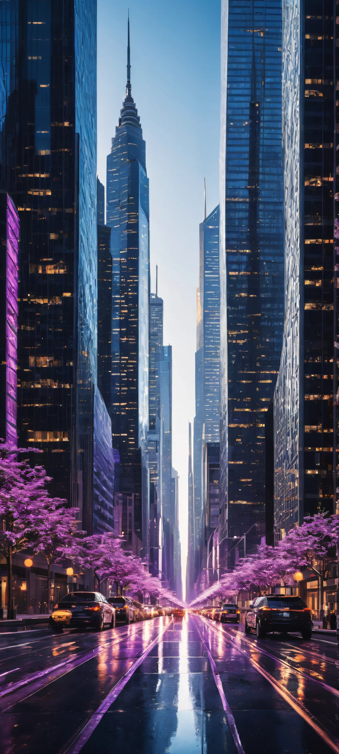 Award-winning digital art of a futuristic cityscape with intricate micro-details on iPhone/Android
