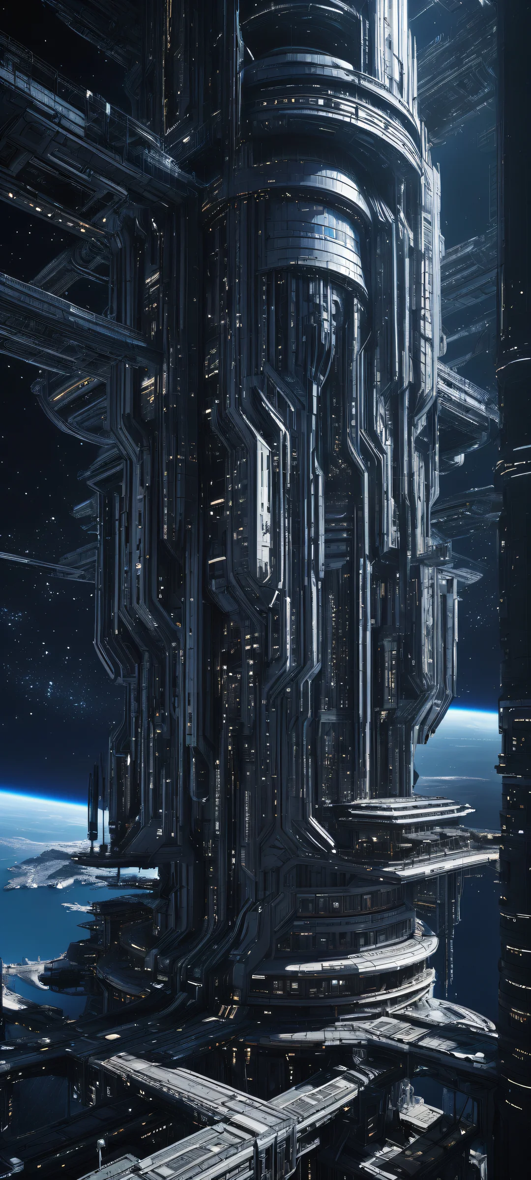 A futuristic space station against a vast void, perfectly optimized for iPhone and Android devices. A stunning visual experience for your mobile home screen.